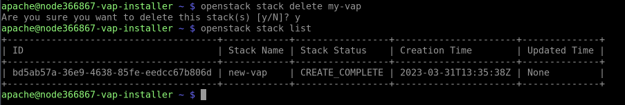 delete stack