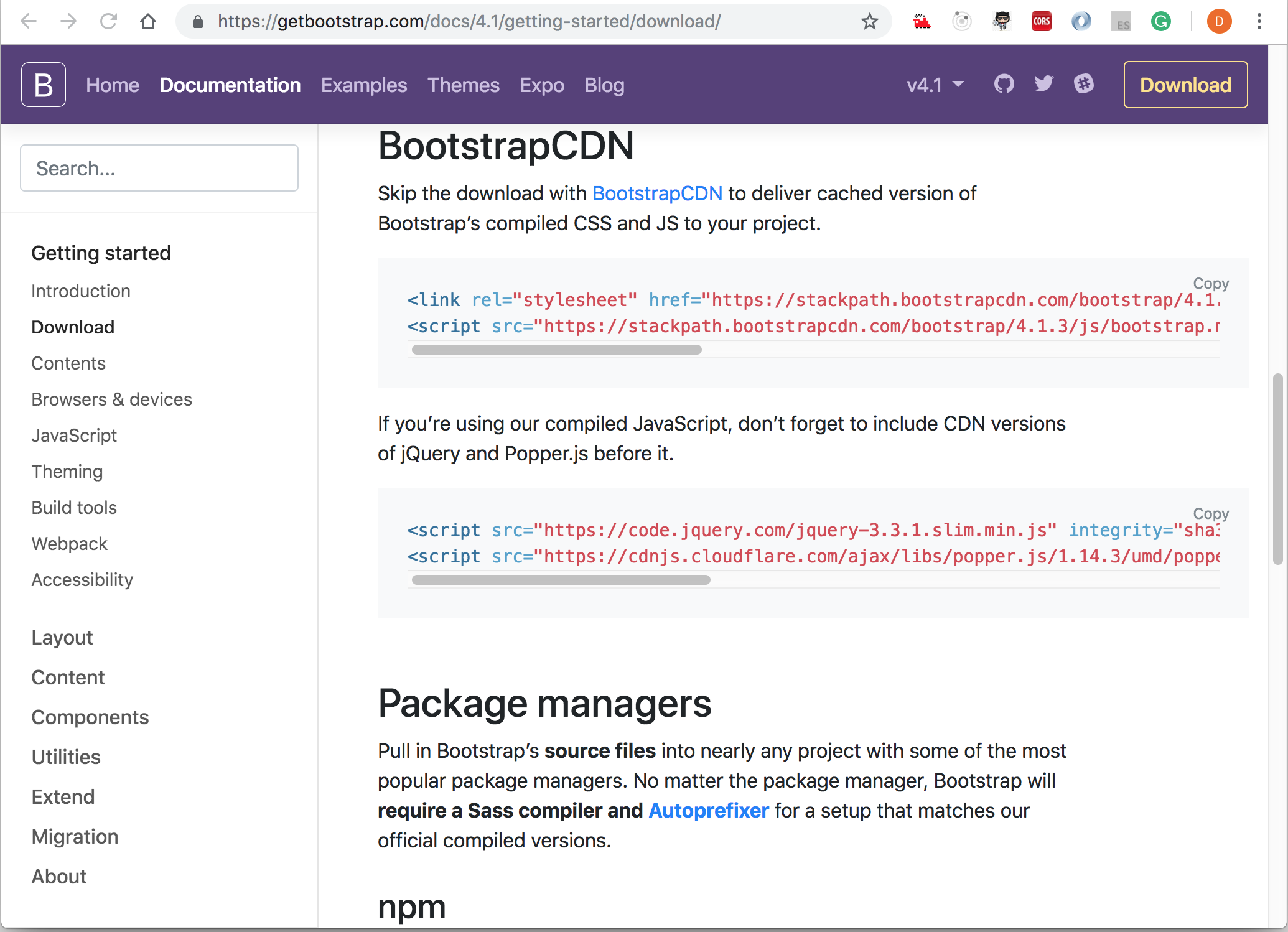 Bootstrap website - installation options