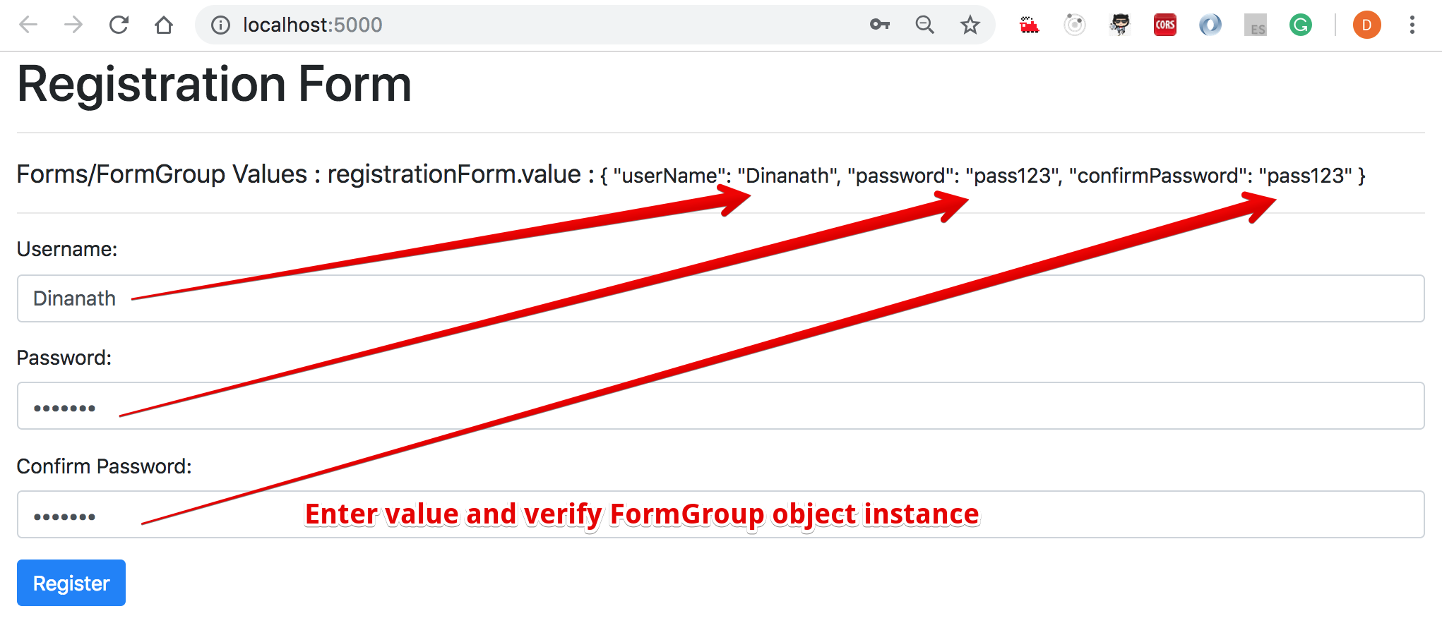 Form Model, FormControl/FormGroup - updated values