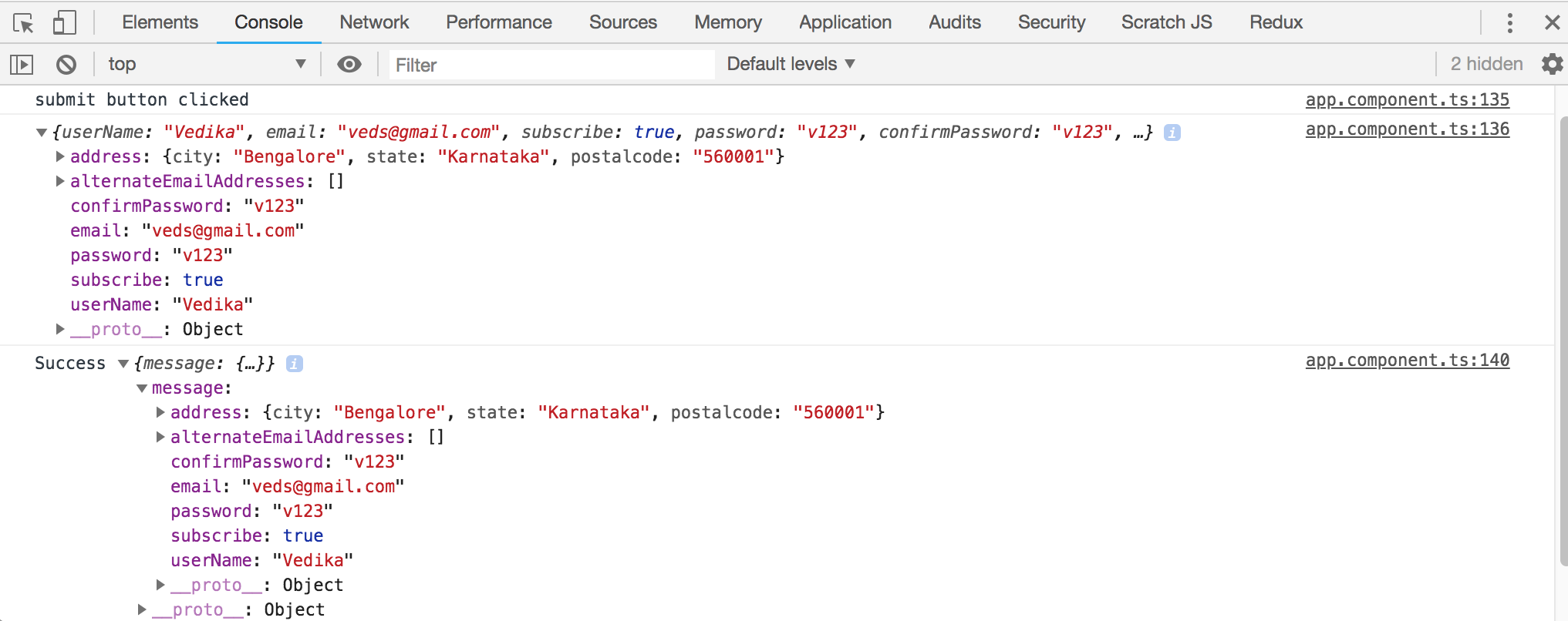 Reactive Form - Submit Form data with Node Server