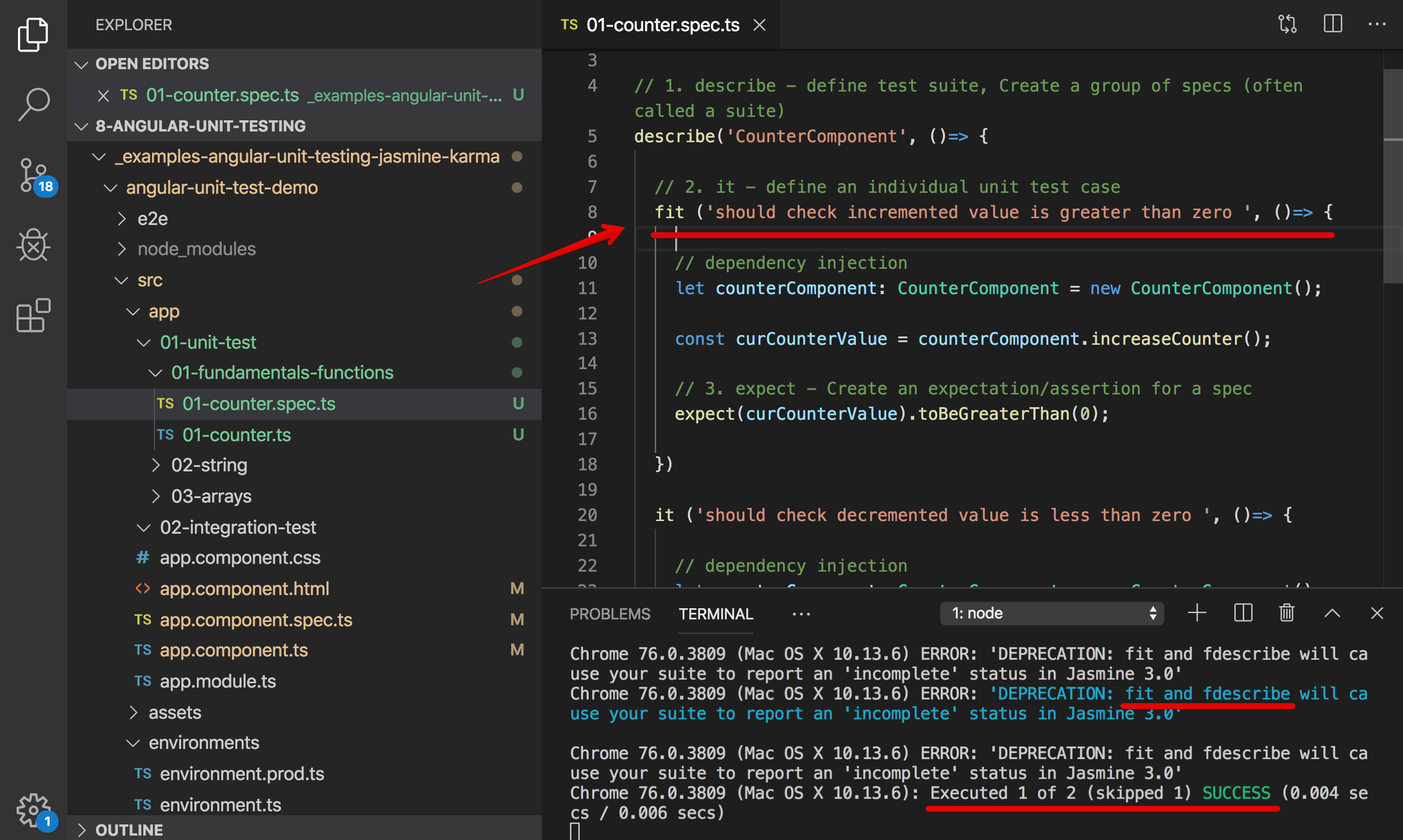 Unit Testing - Running specific test