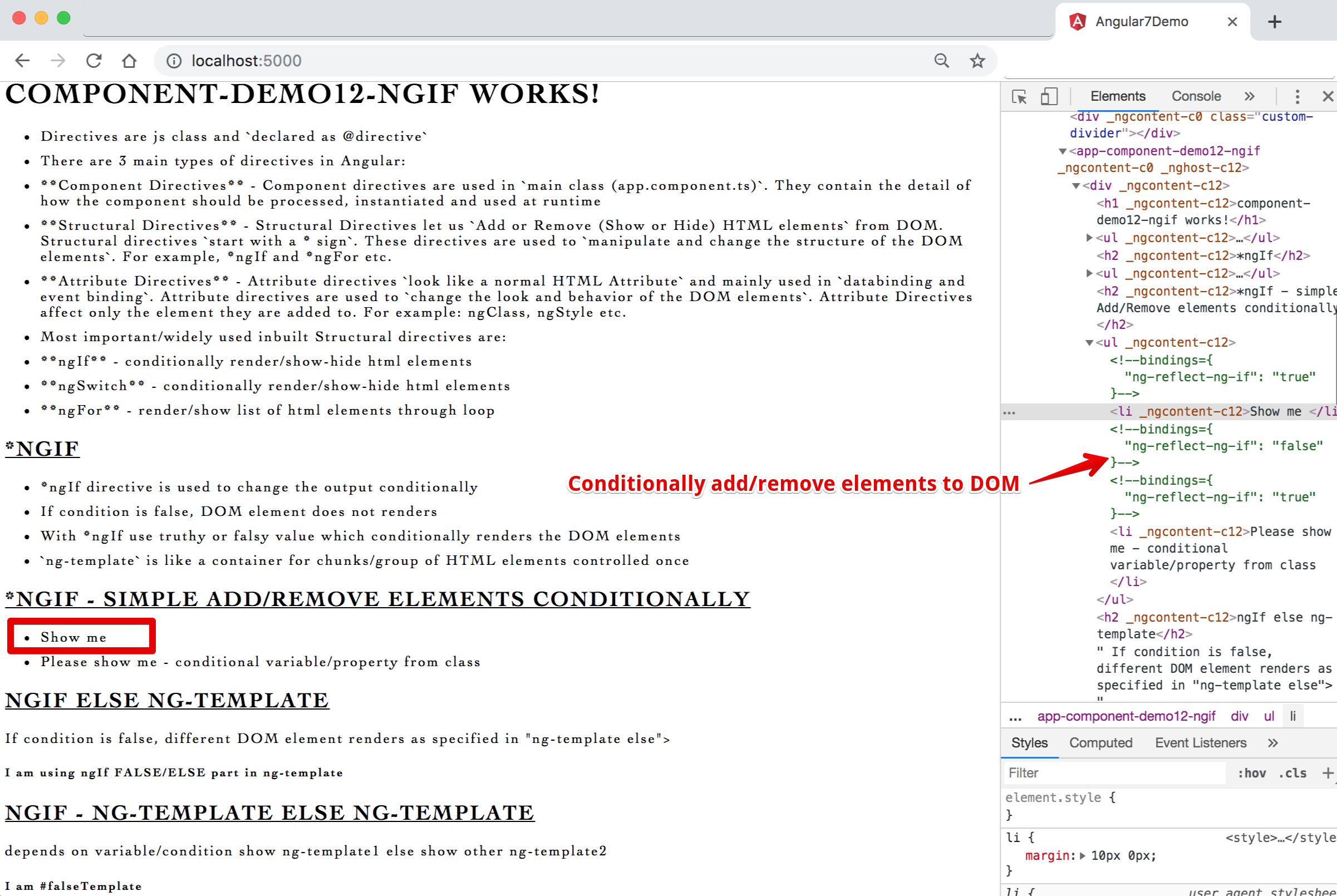 Image - Output - *ngIf - Structural directive to control/add/remove elements to DOM conditionally