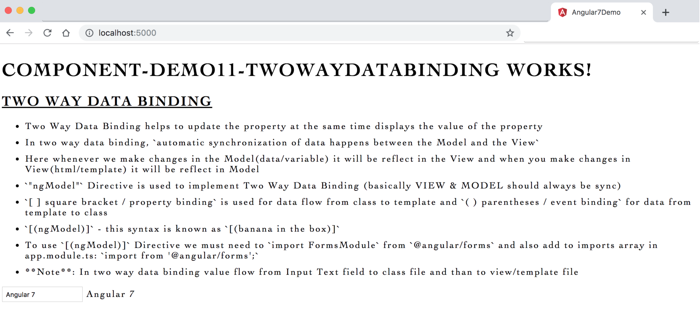 Image - Output - Two way data binding with [(ngModel)], FormsModule