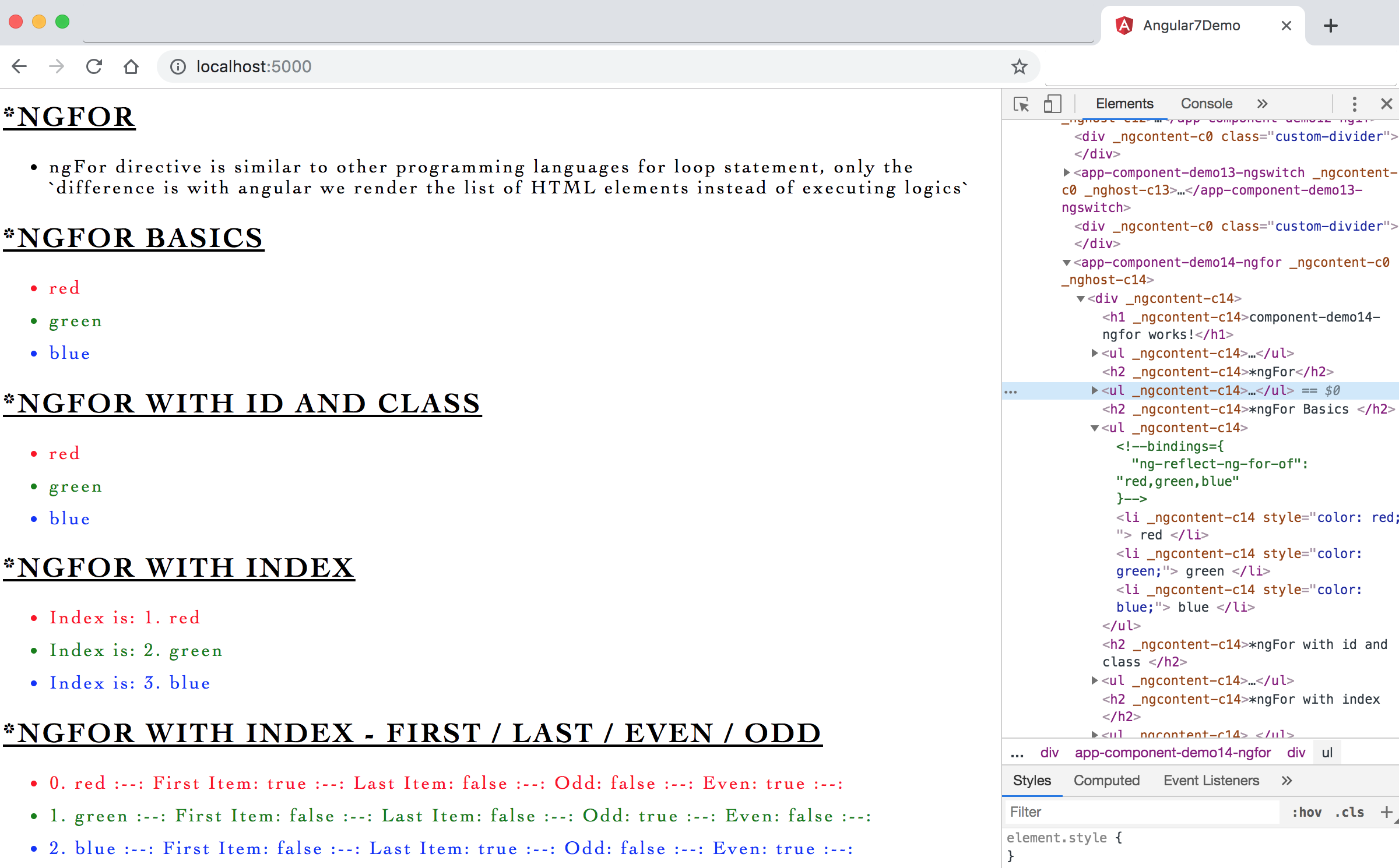 Image - Output - *ngFor - Structural directive to render/loop html elements from an array/object