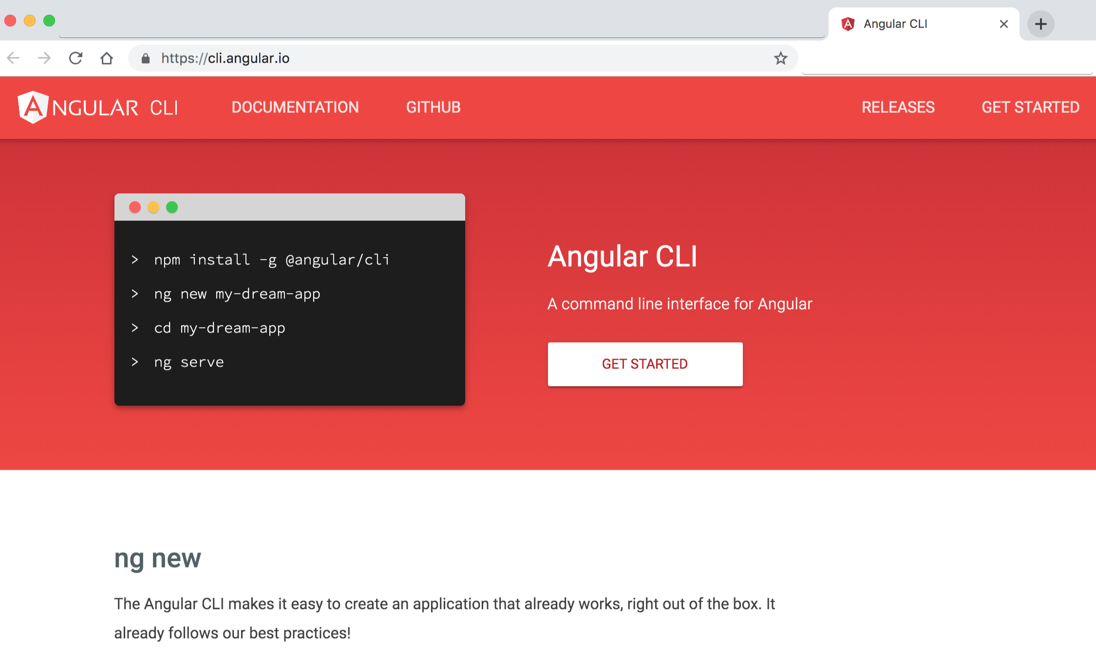 Angular CLI website