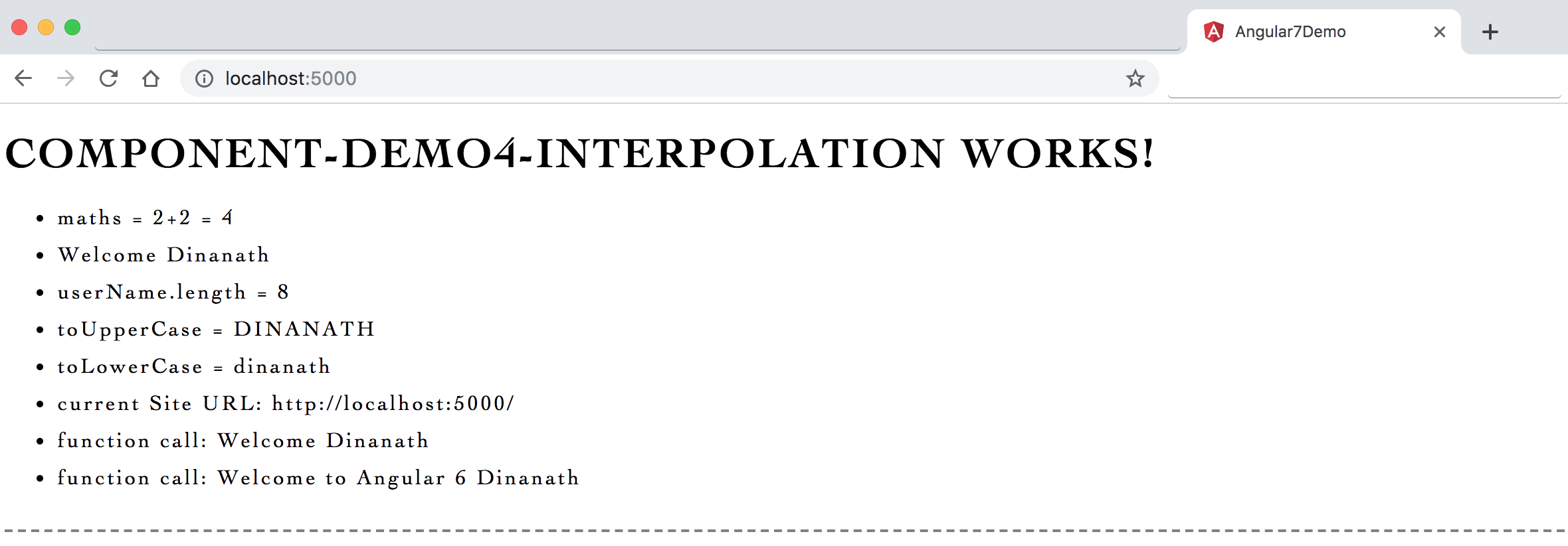 Output - Interpolation Data Binding {{ }}