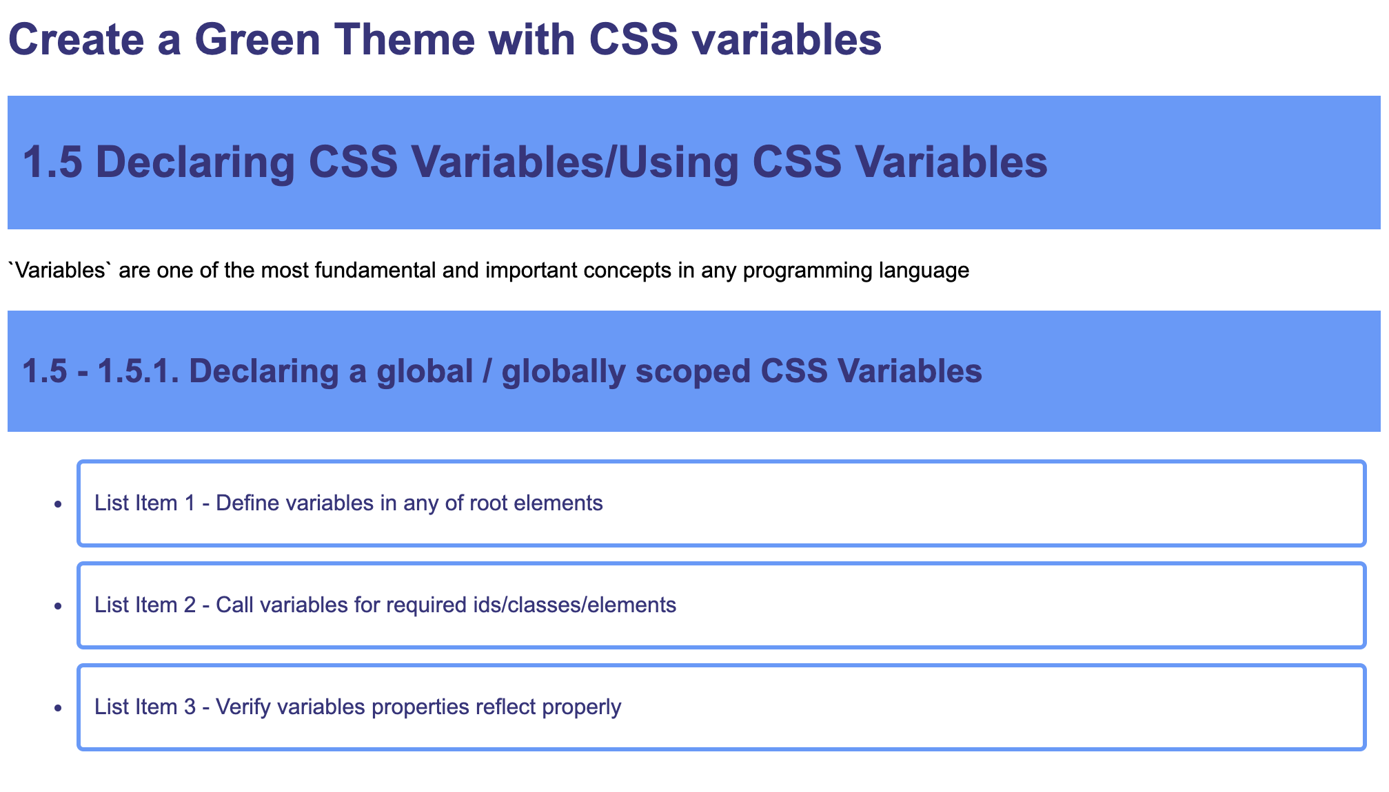 Declaring & Using CSS Variables - Convert to Blue Theme