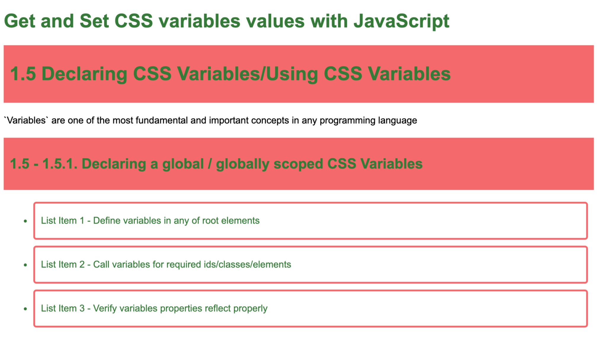 CSS variable interaction with JavaScript updated Red output
