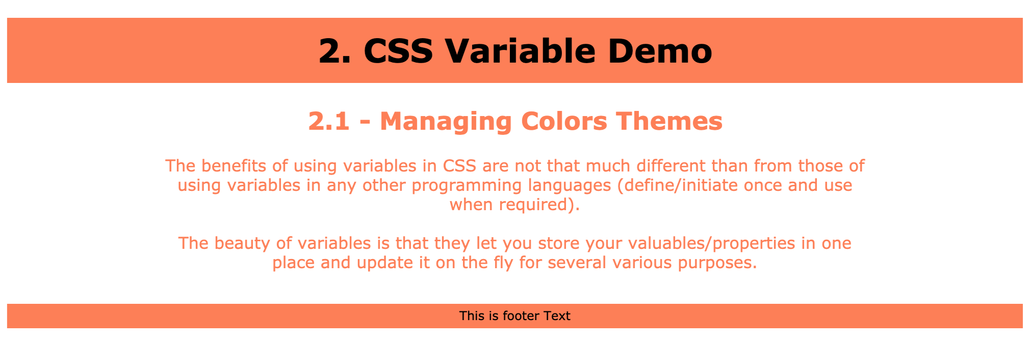CSS Variables Demo - Managing Colors Themes