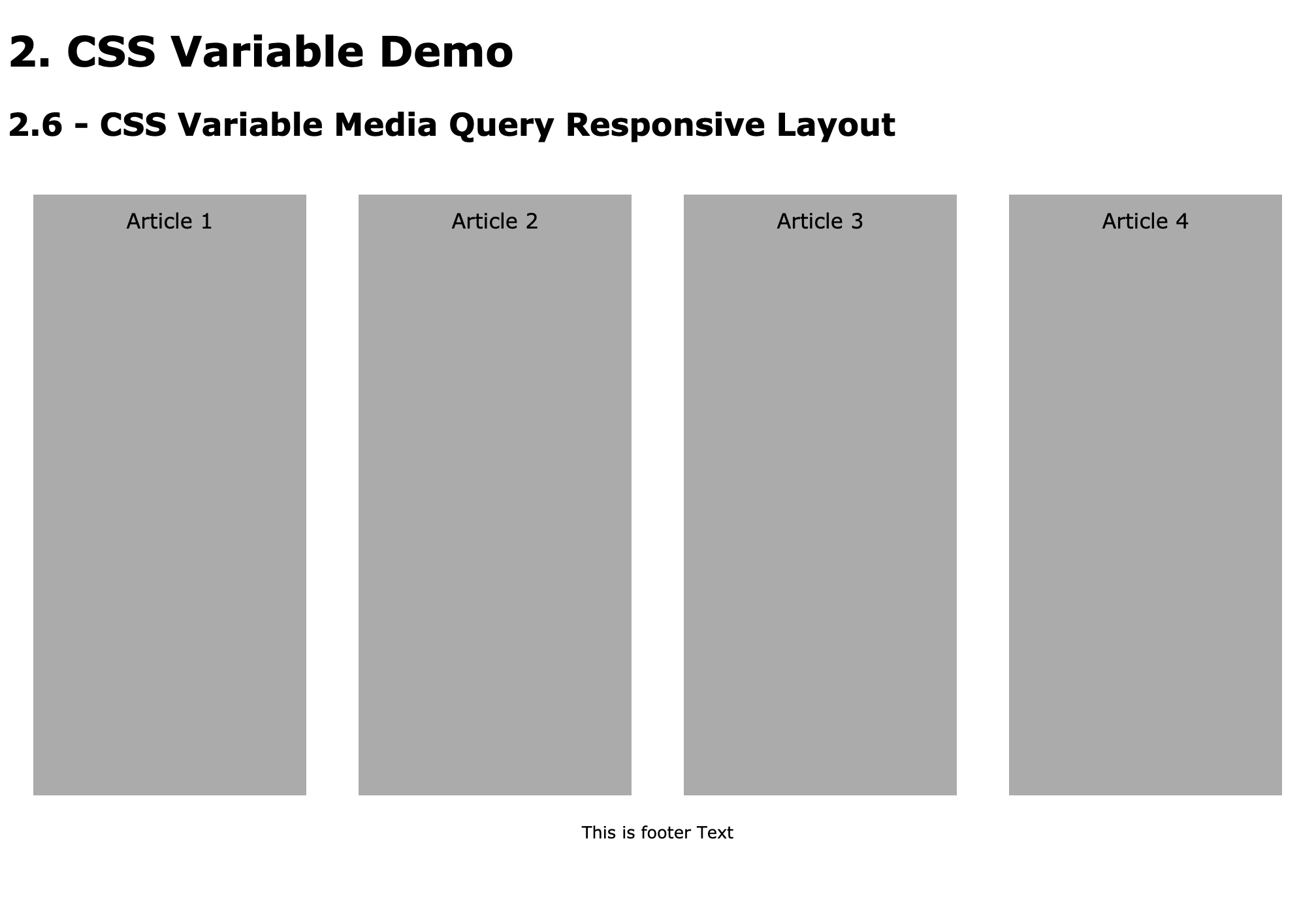 CSS Variables Demo - Media Query Responsive Layout - Default View
