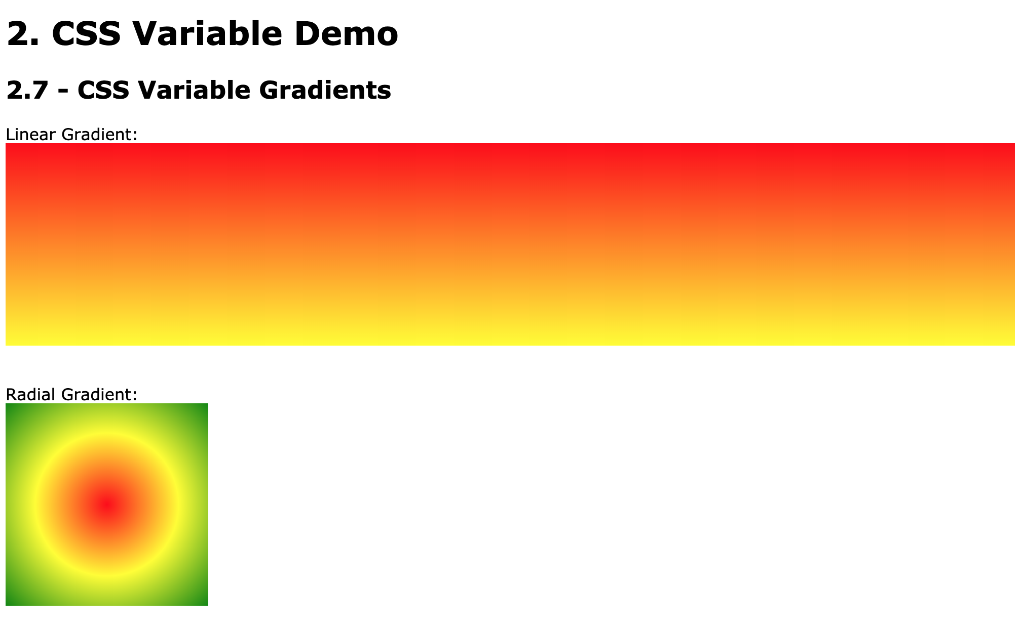 CSS Variables Demo - Gradients