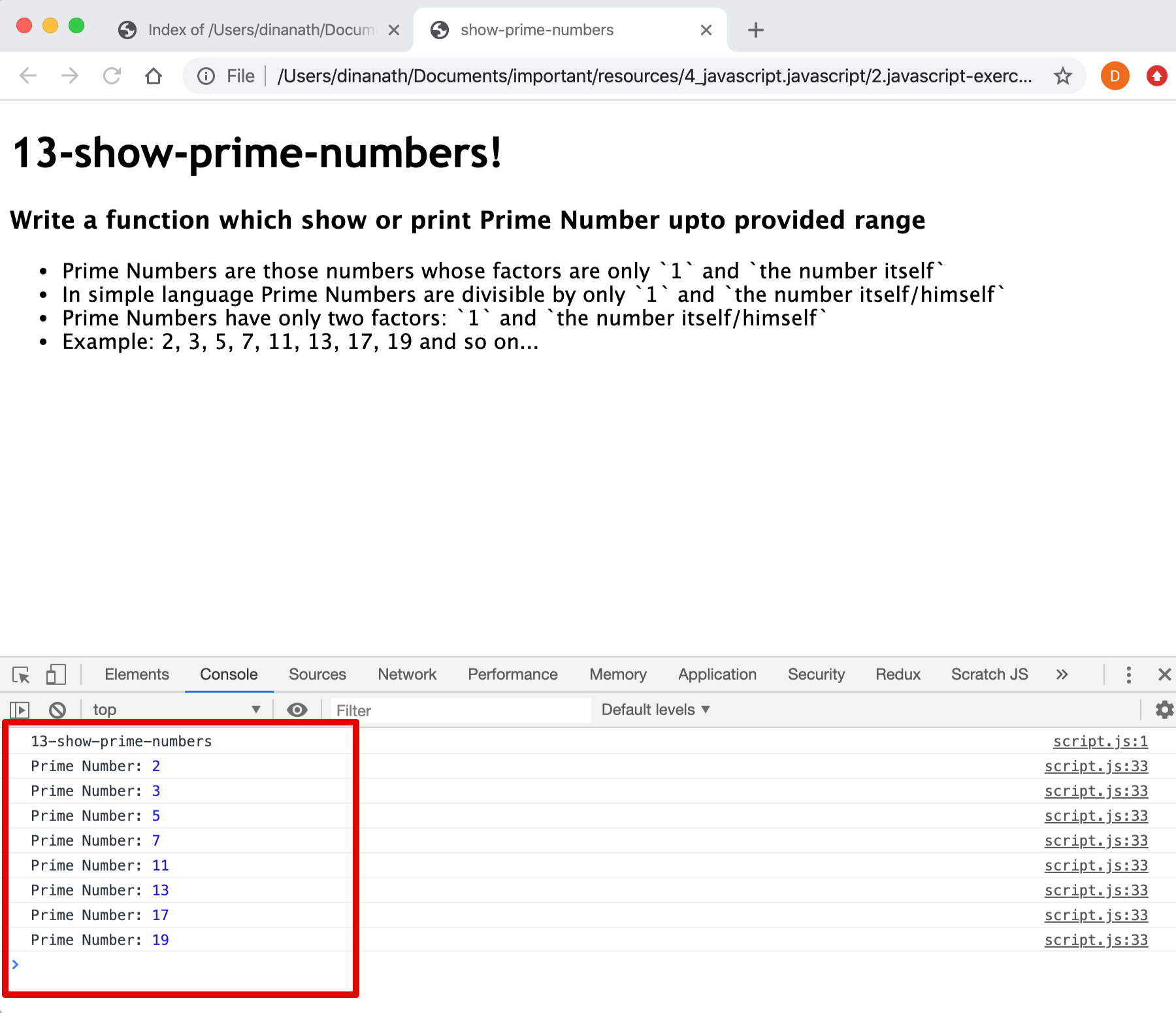 Show Prime Numbers