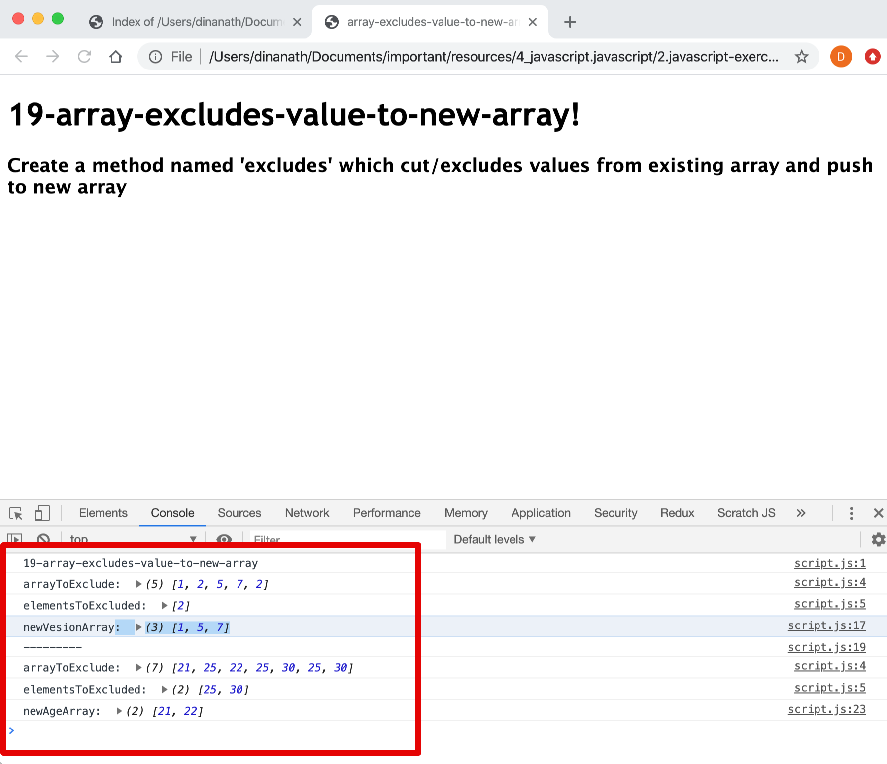 Array Excludes Value To New Array