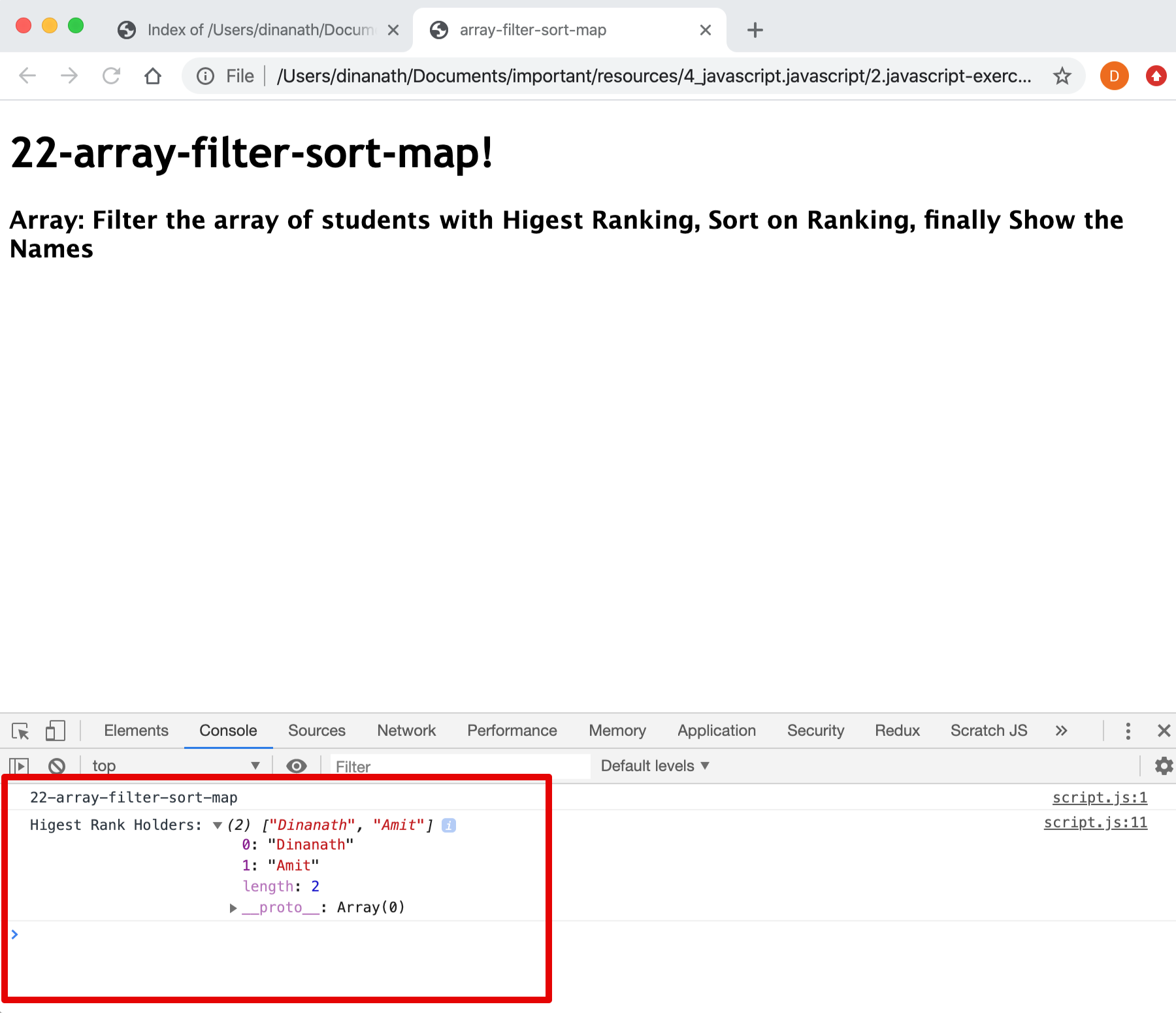 Array Filter Sort Map