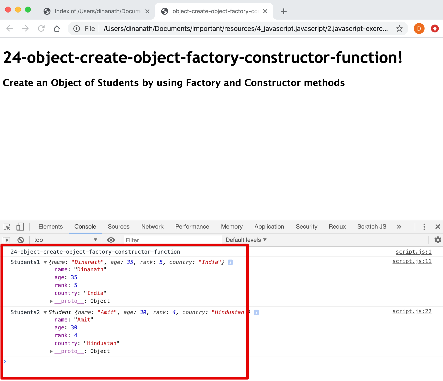 Object Create Object Factory Constructor Function