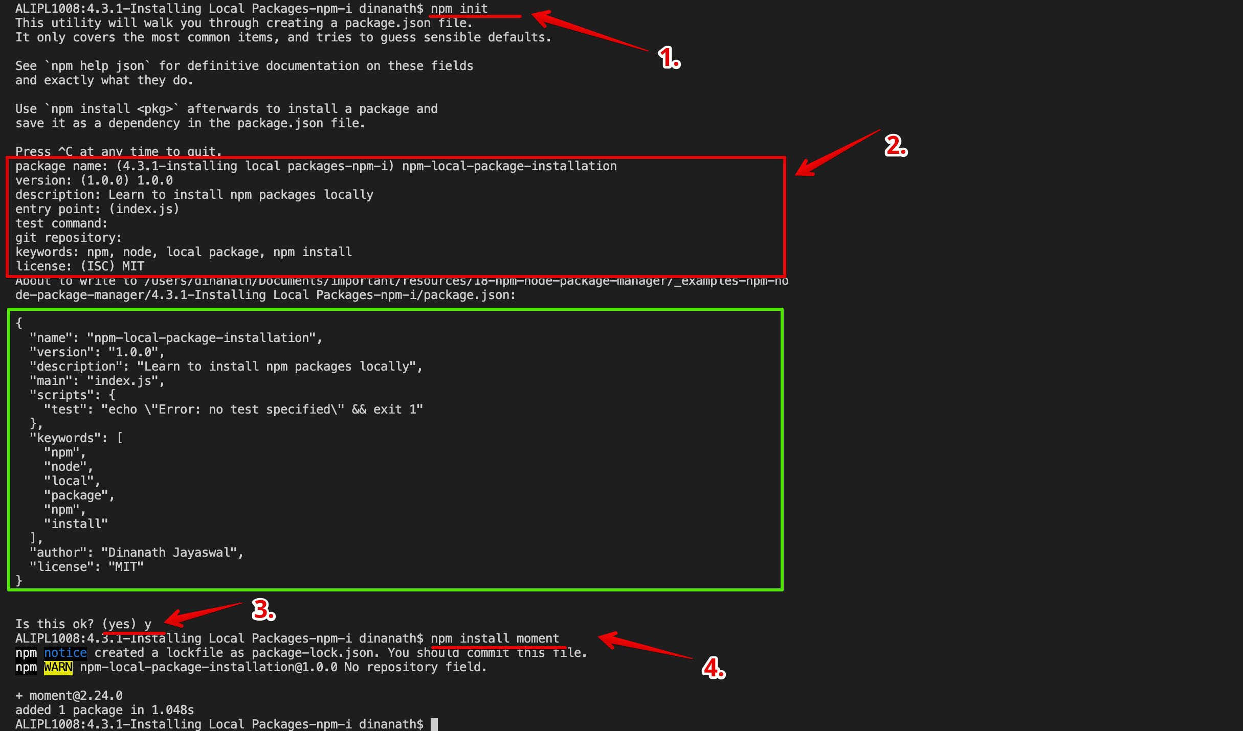 Installing local package: npm install <package_name>