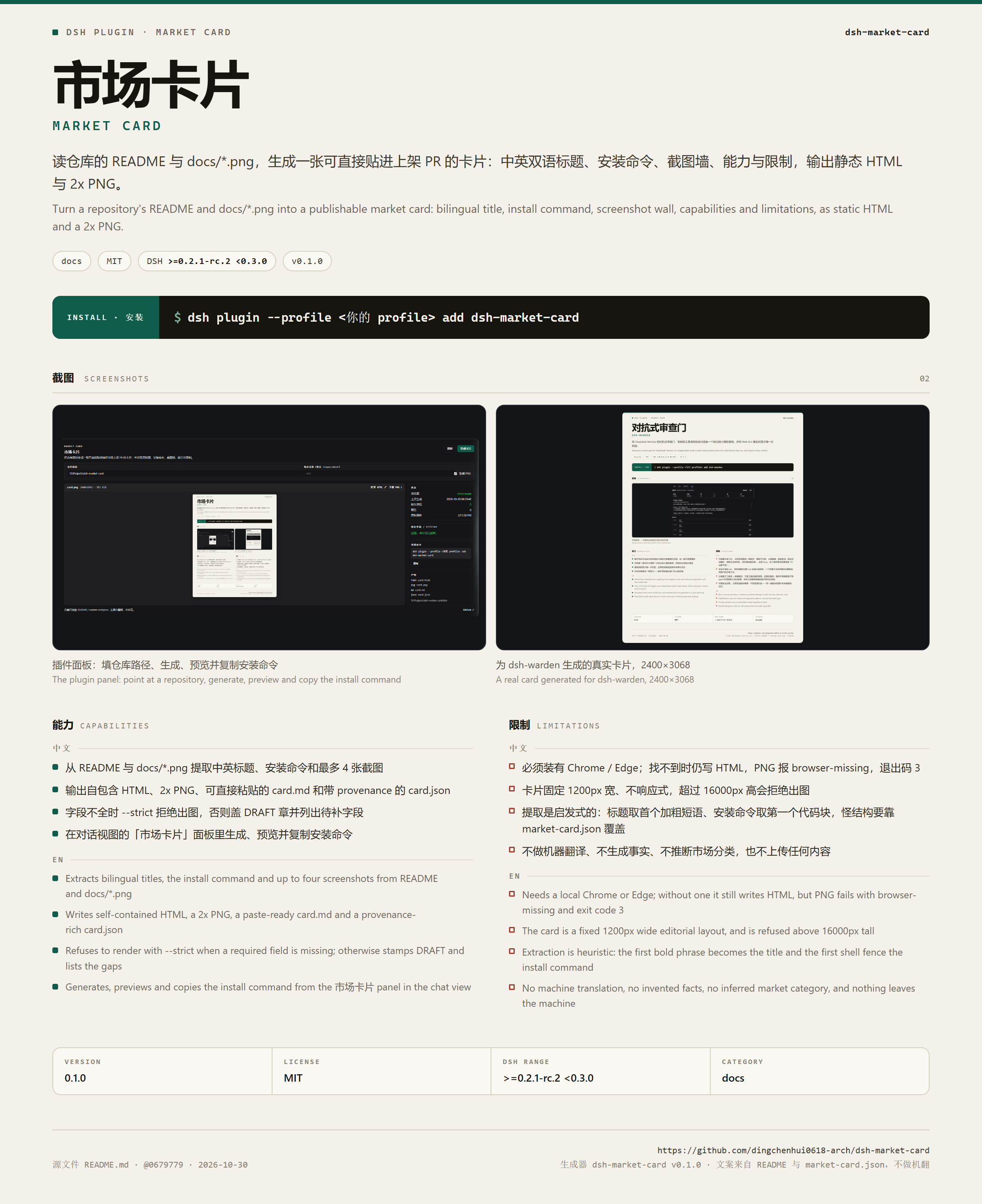 dsh-market-card 生成的卡片