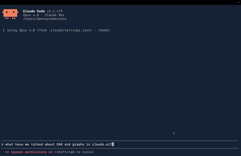Memex recalling a claude.ai chat from Claude Code