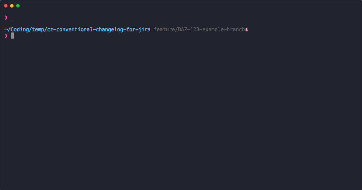 Gif of terminal when using cz-conventional-changelog-for-shortcut