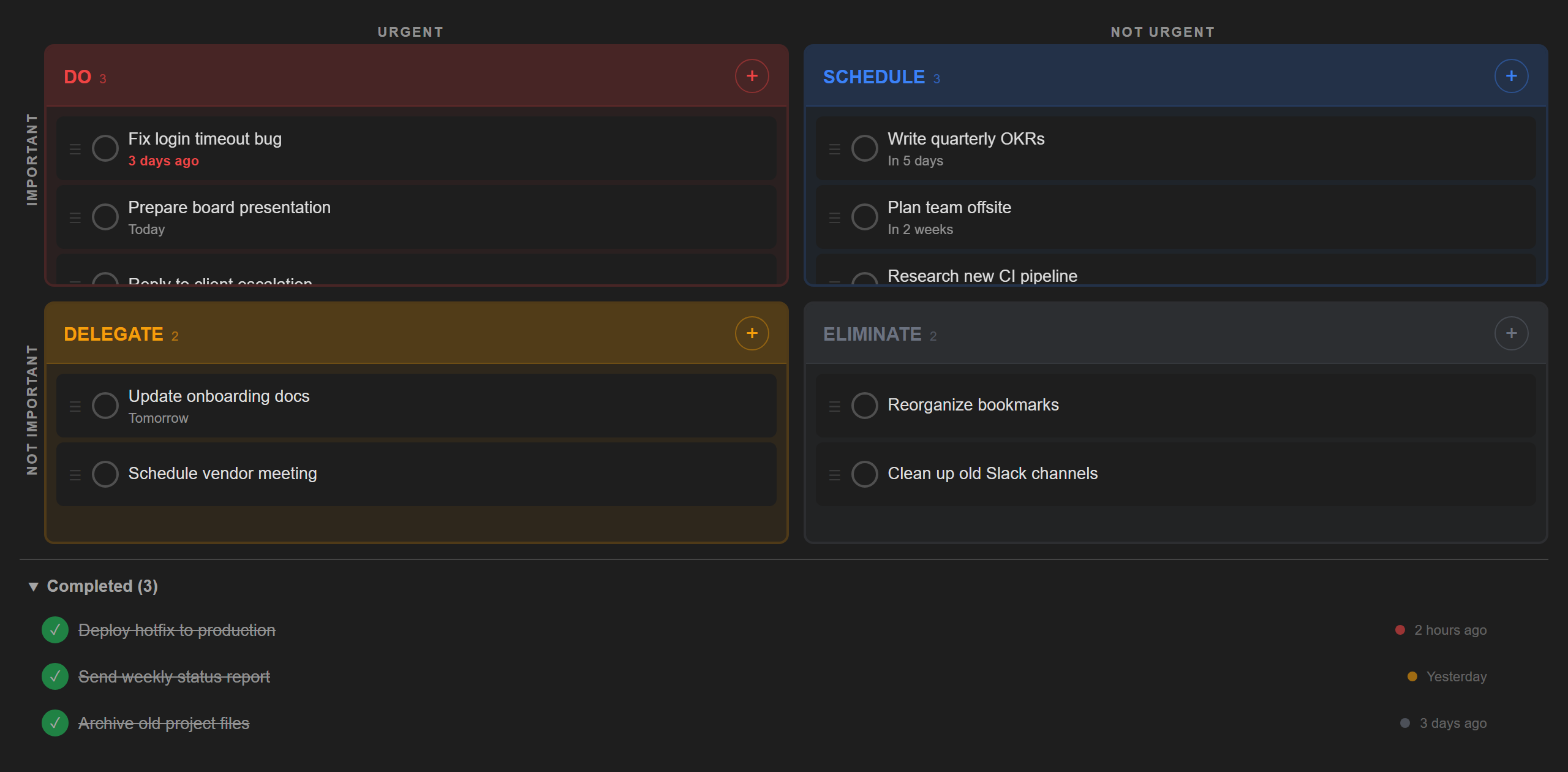 Dark mode view