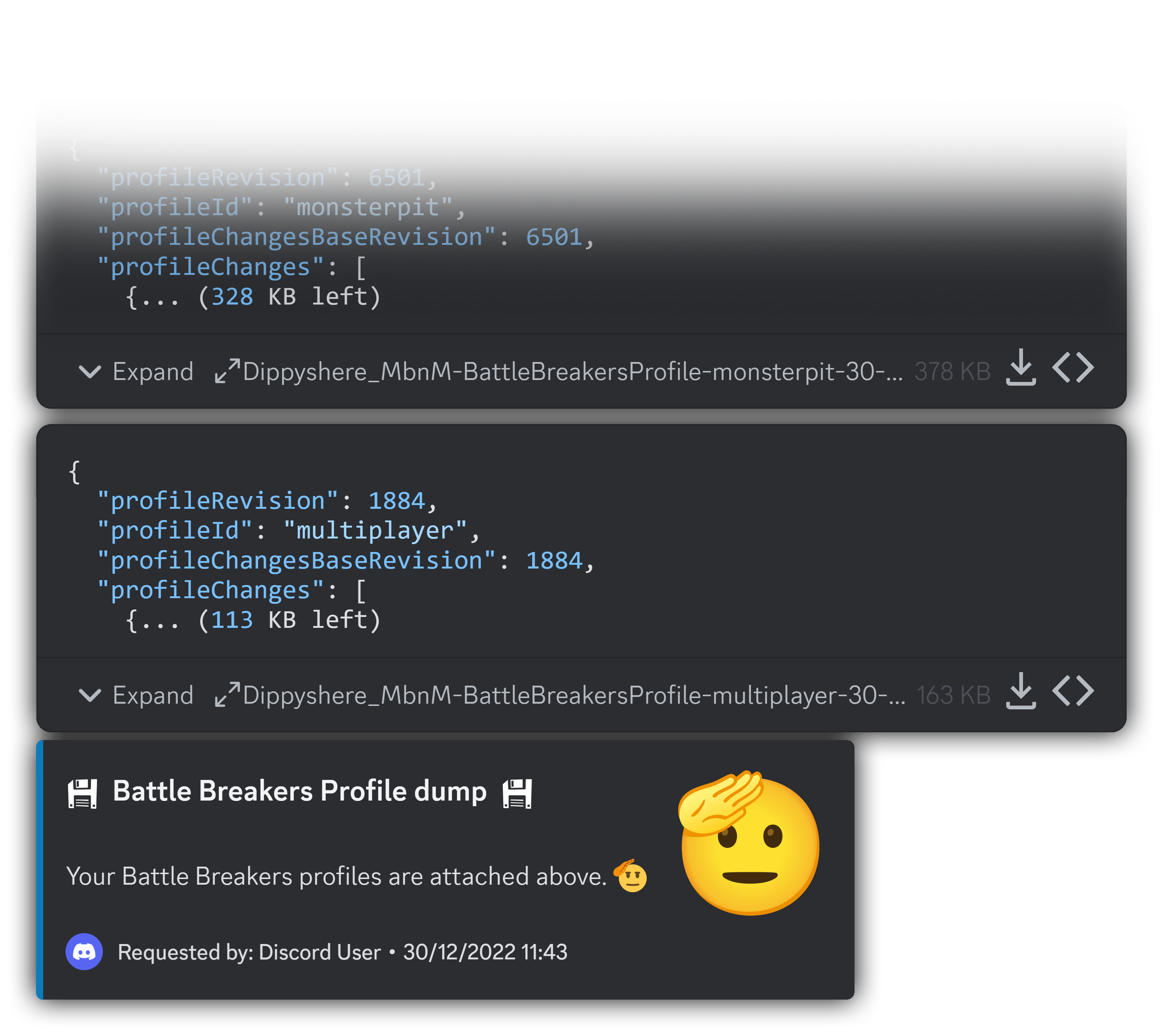 Batle breakers profile dump command example