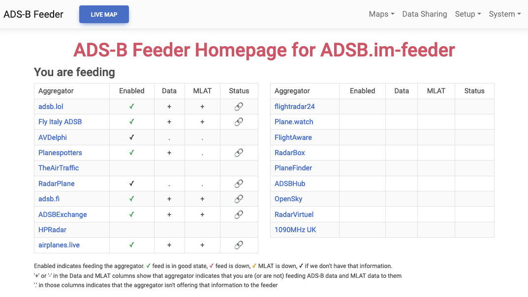 Feeder Home Page ADS-B Feeder home page