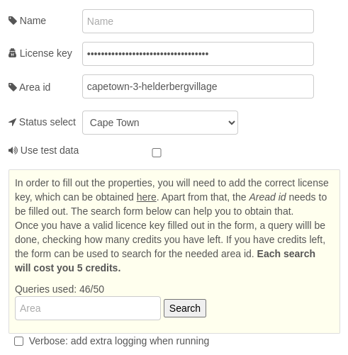 EskomsePush configuration