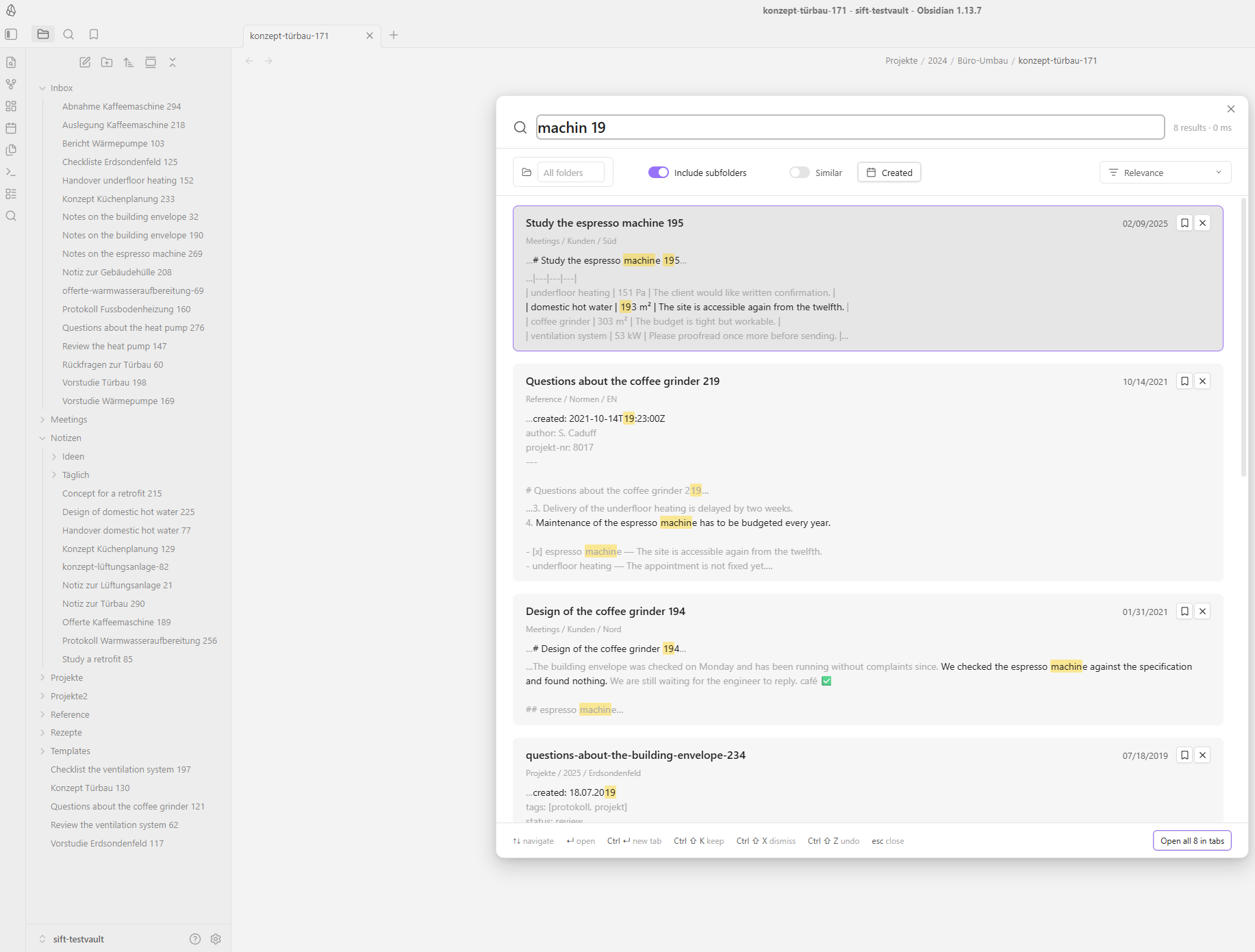 The same search overlay in a light theme