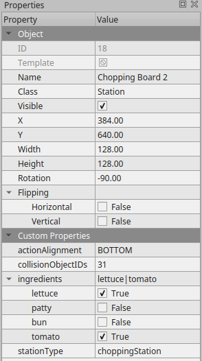 Tiled app Station Properties