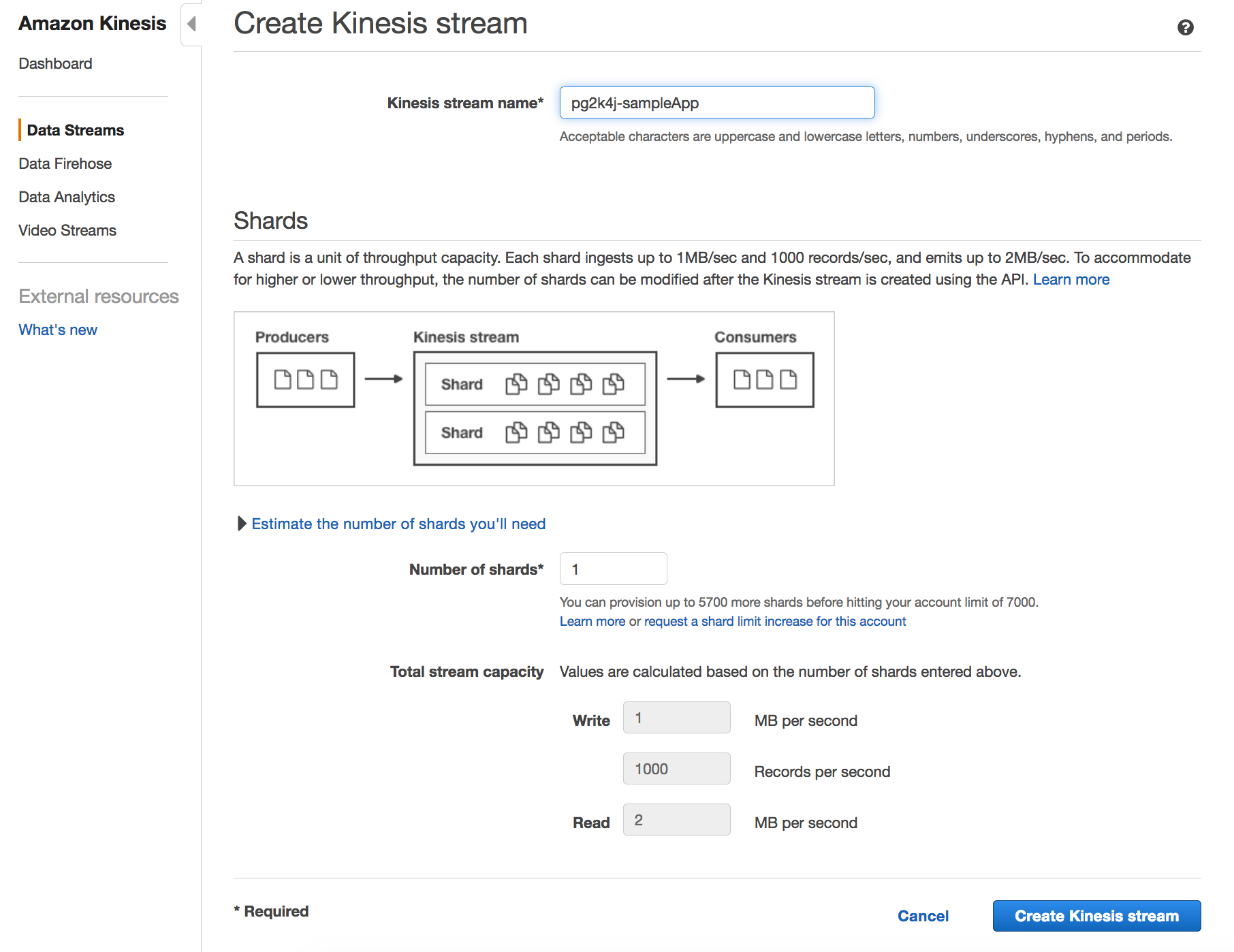 Create Kinesis Stream