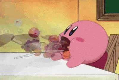 Kirby Sucking up Food