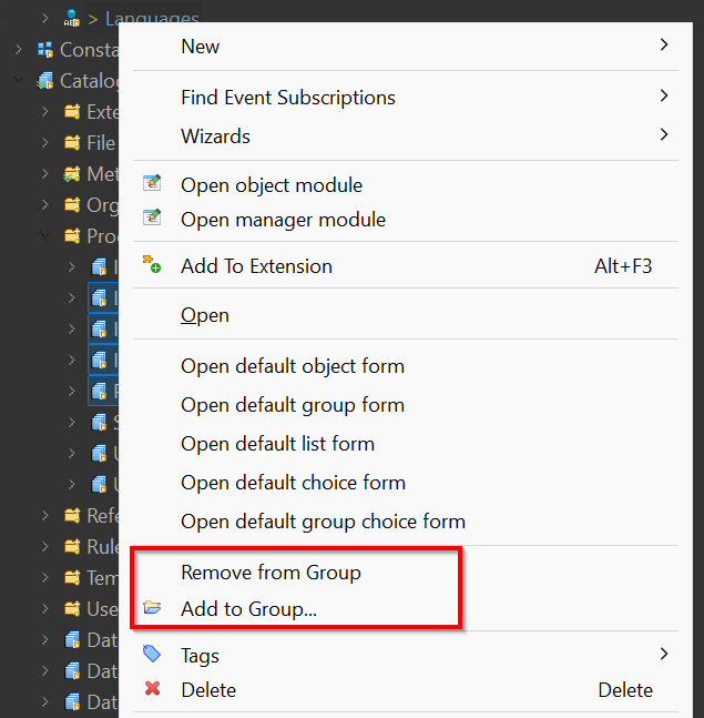 Add to Group Menu