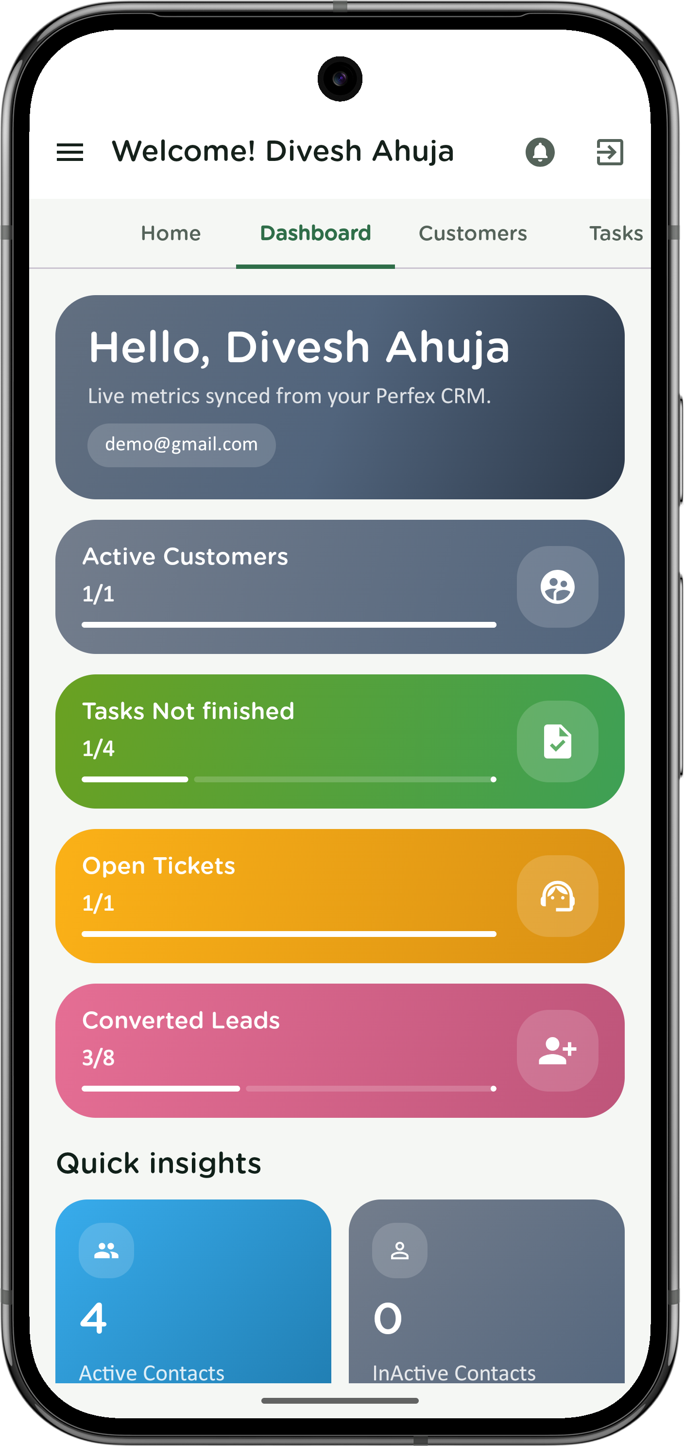 Perfex CRM Android Dashboard