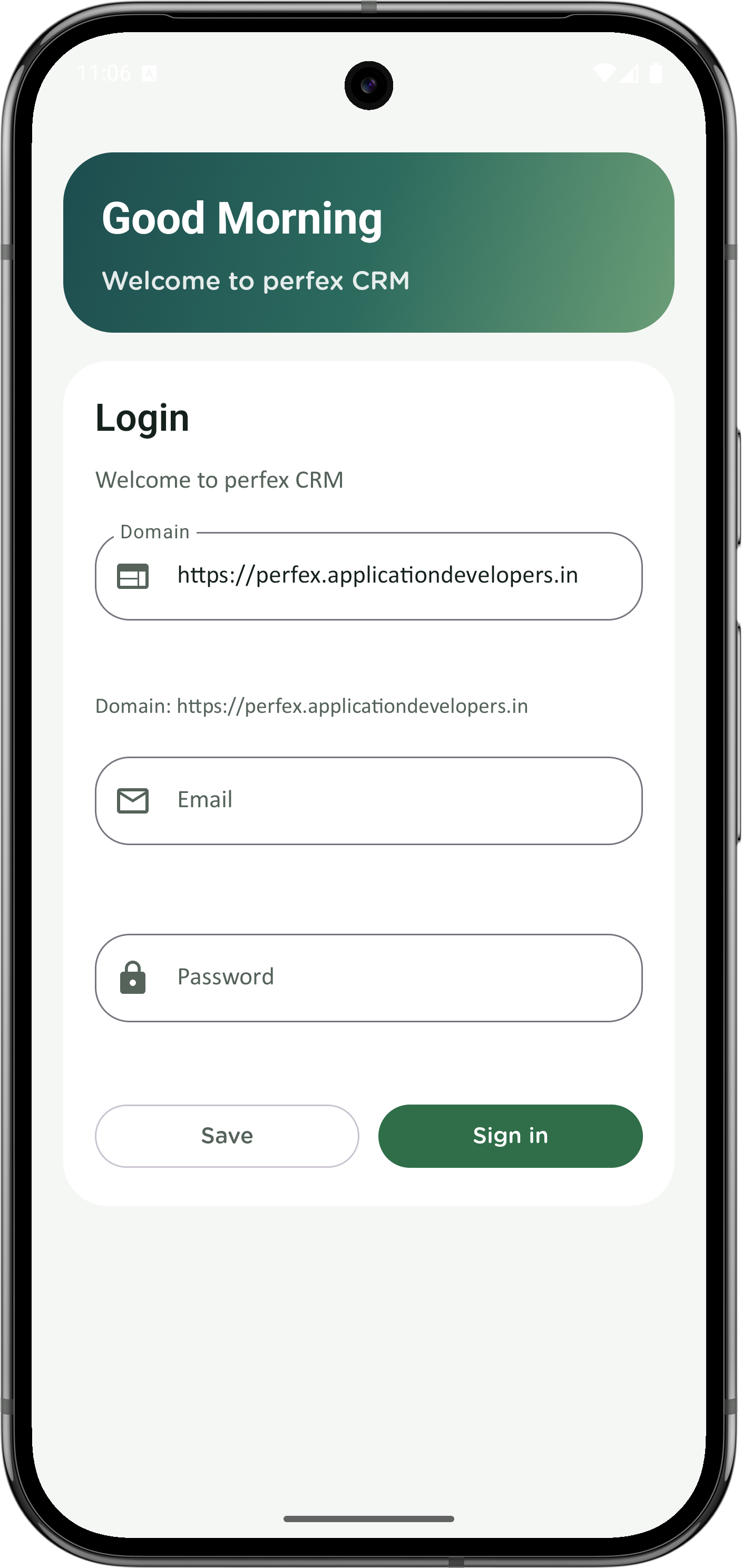 Perfex CRM login screen