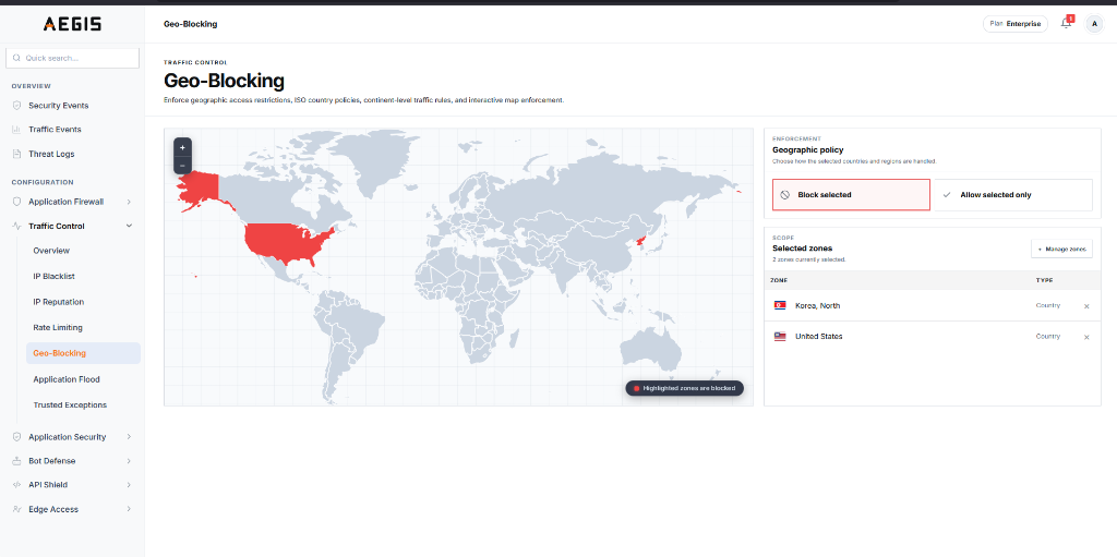 Aegis Geo-Blocking Traffic Control