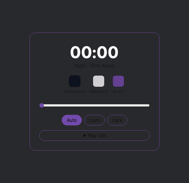 Recording of the theme cycling through a full day, driven by the real DOM controller