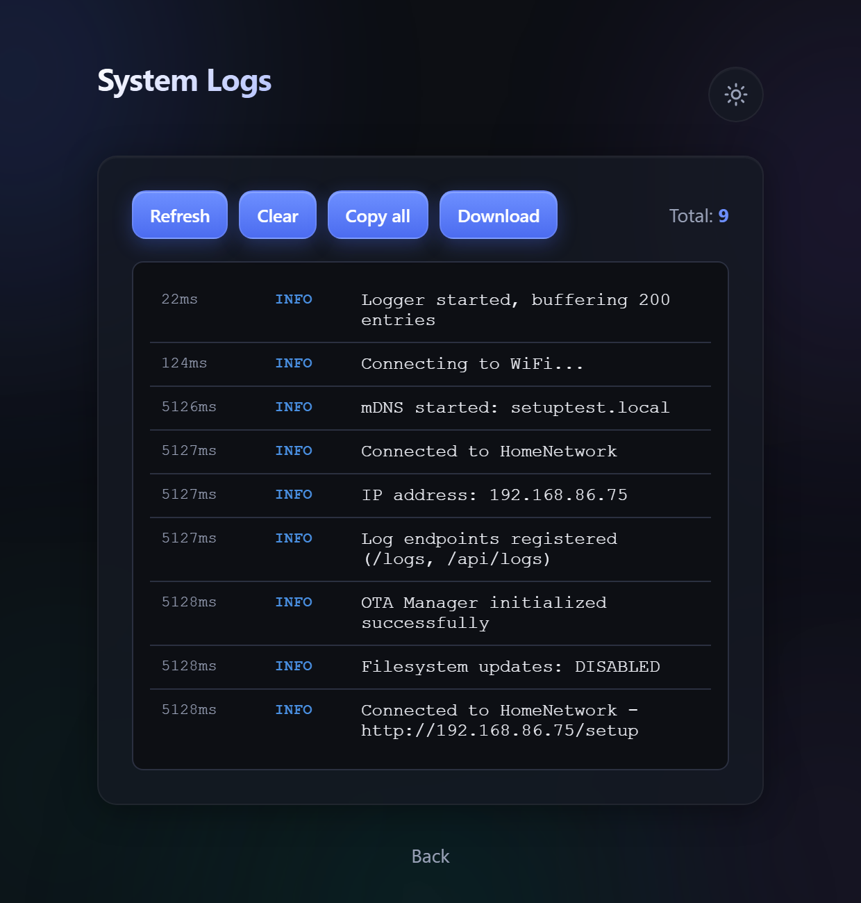 The log viewer