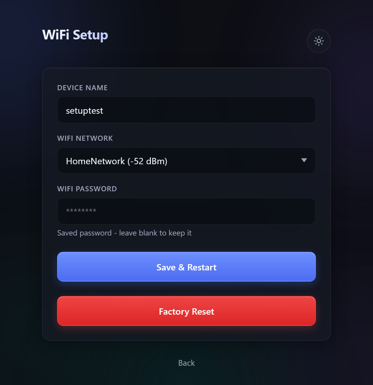 The captive-portal setup page