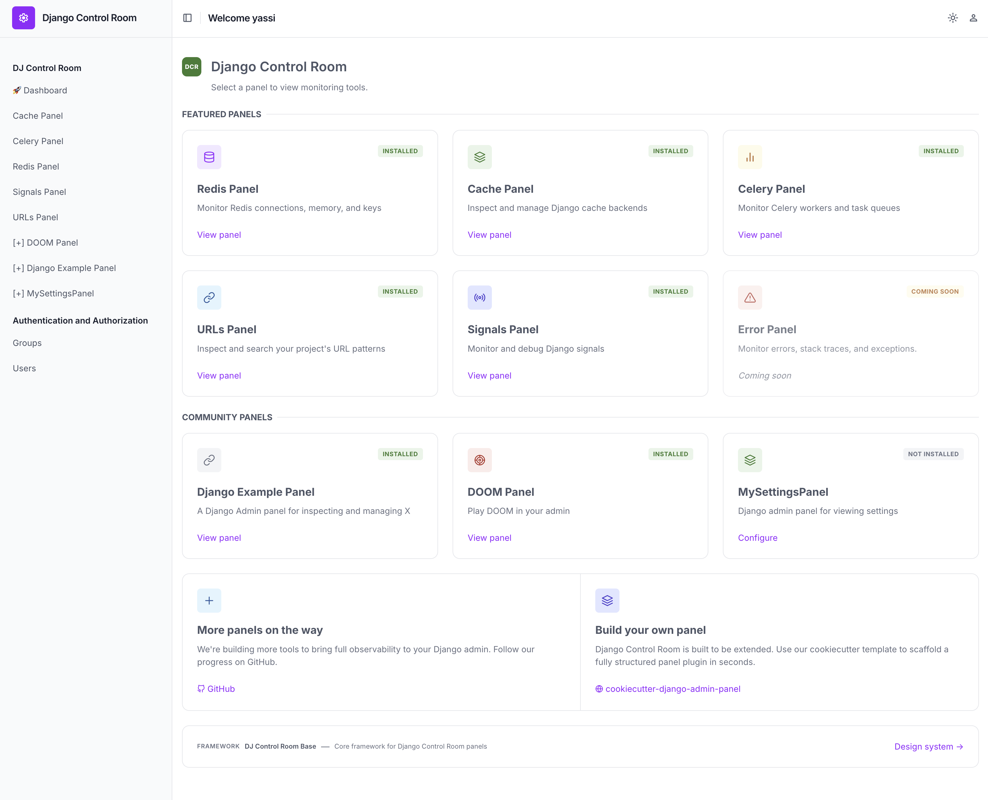 Django Control Room running with the django-unfold admin theme