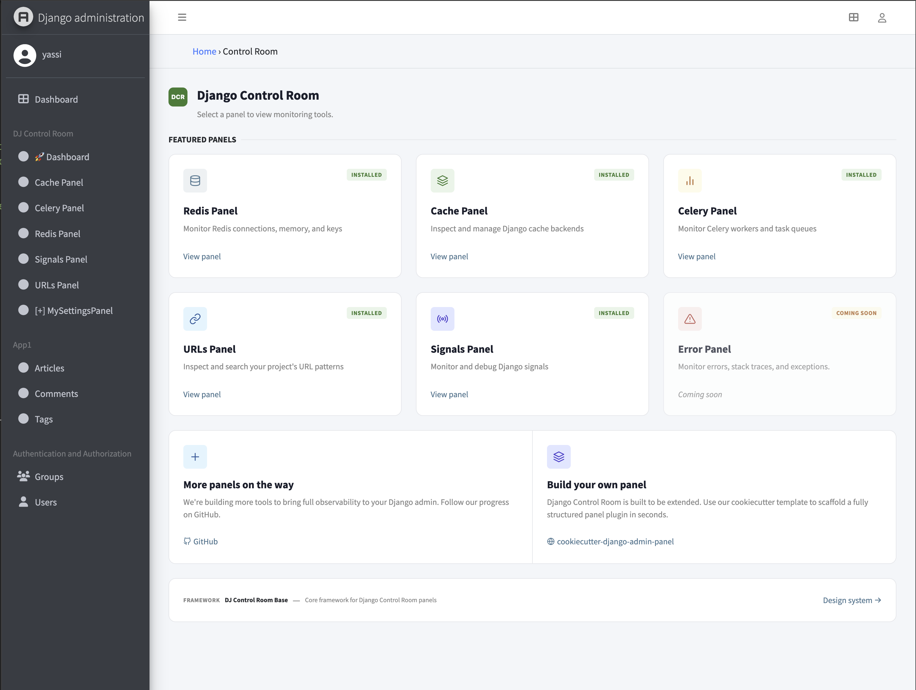 Django Control Room Dashboard with django-jazzmin theme