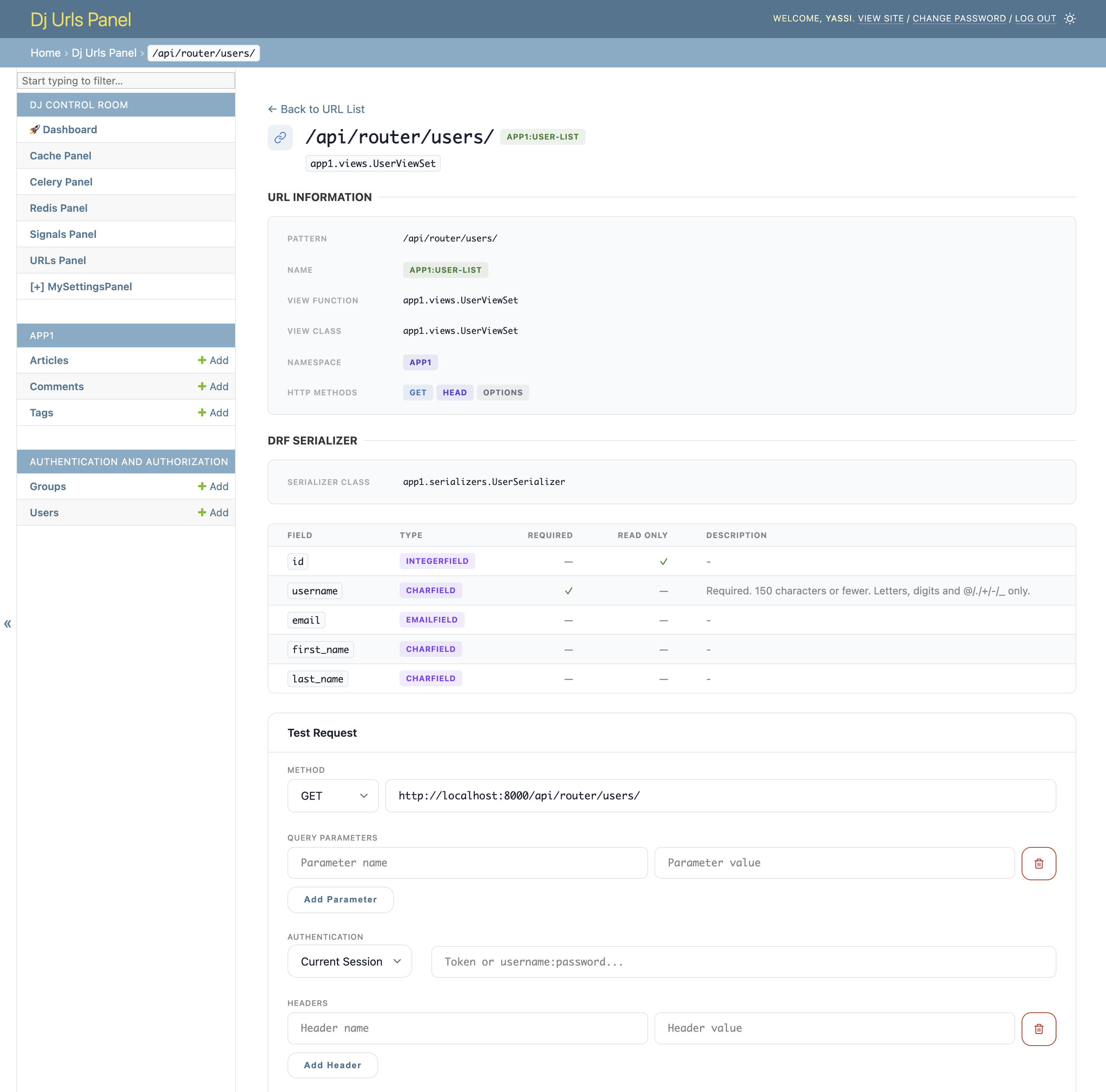 URL Detail & Testing Interface