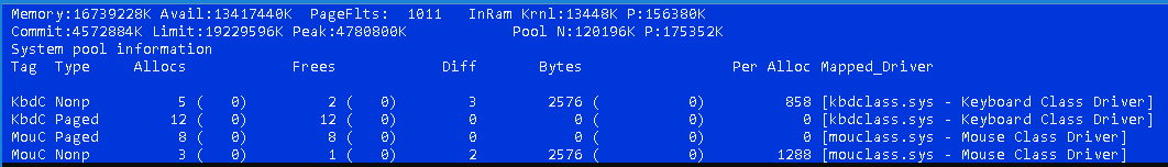 KBDCLASS and MOUCLASS non-paged pool allocation