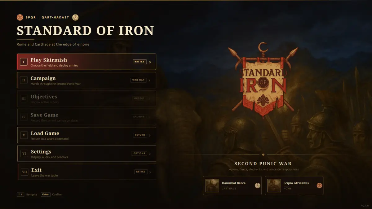 Standard of Iron main menu