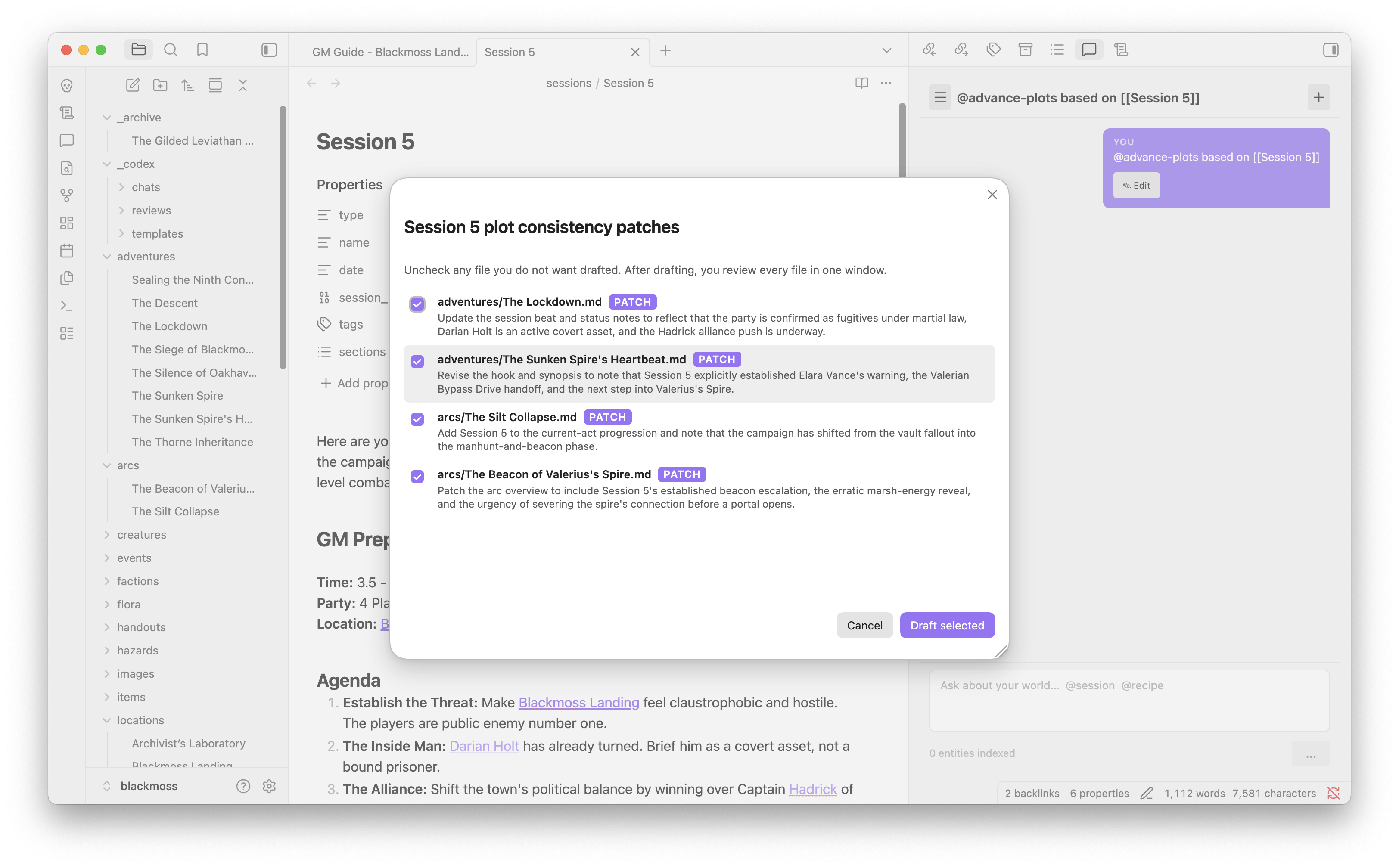 Recipe plan: four plot files checked