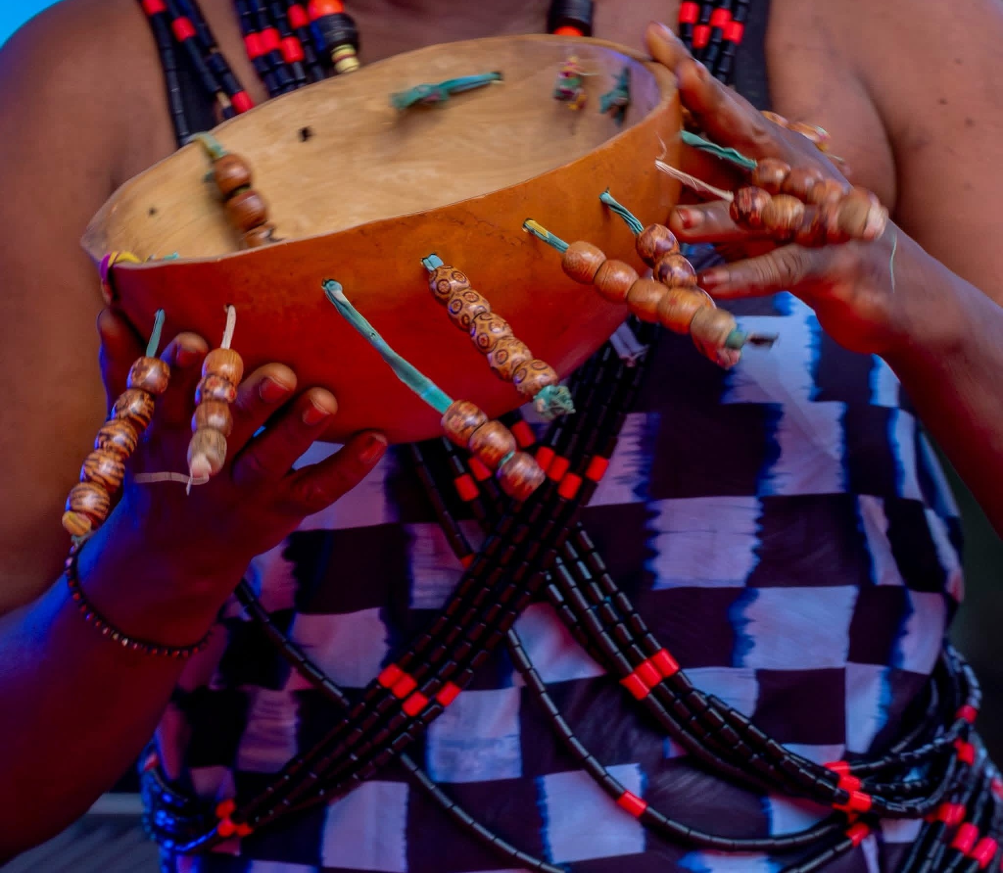 Woman playing drum