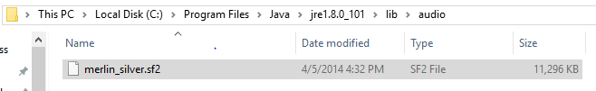 Replacing the JVM soundfont on Windows