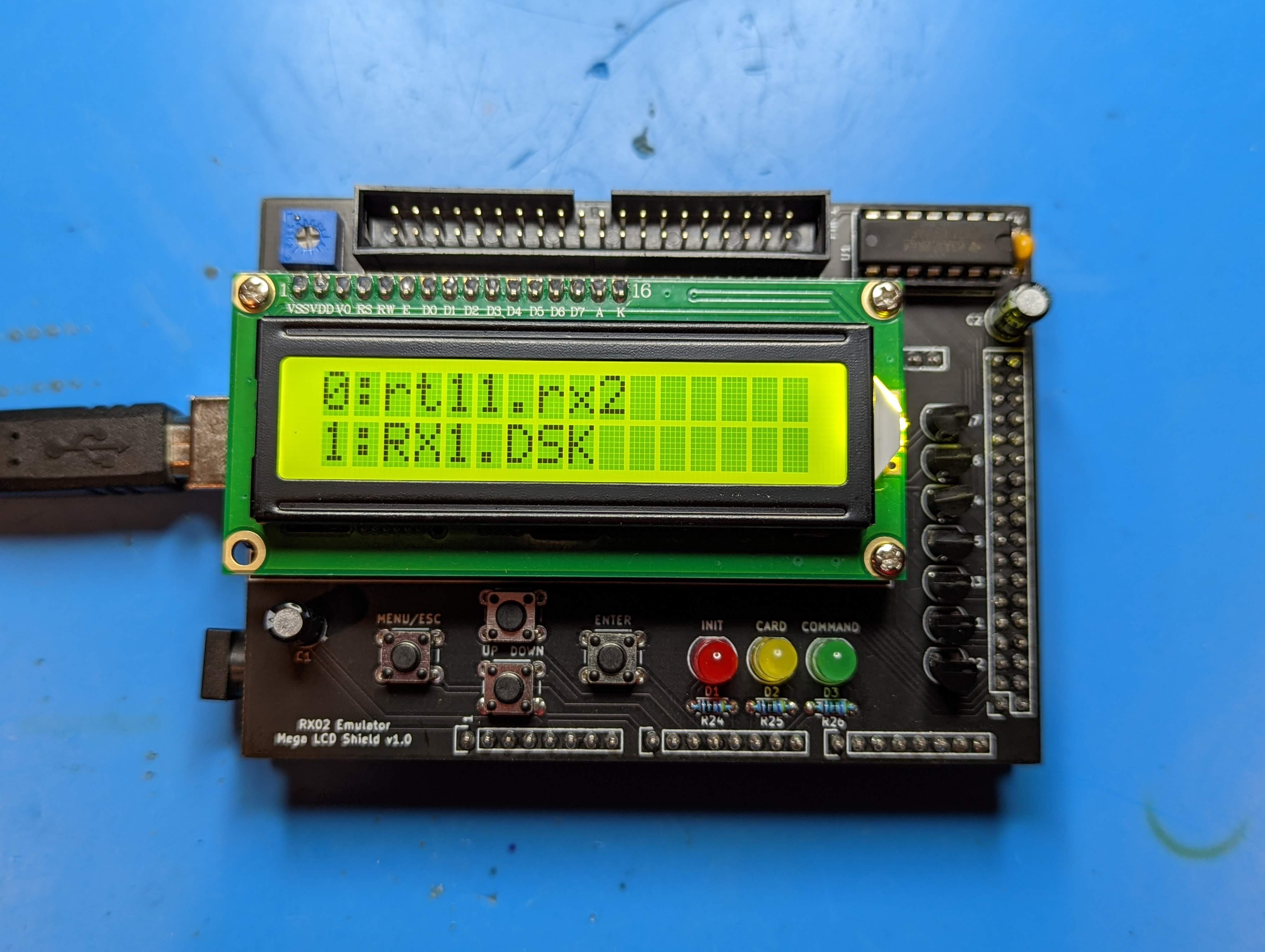 Rx02-emulator mega shield, from the project README