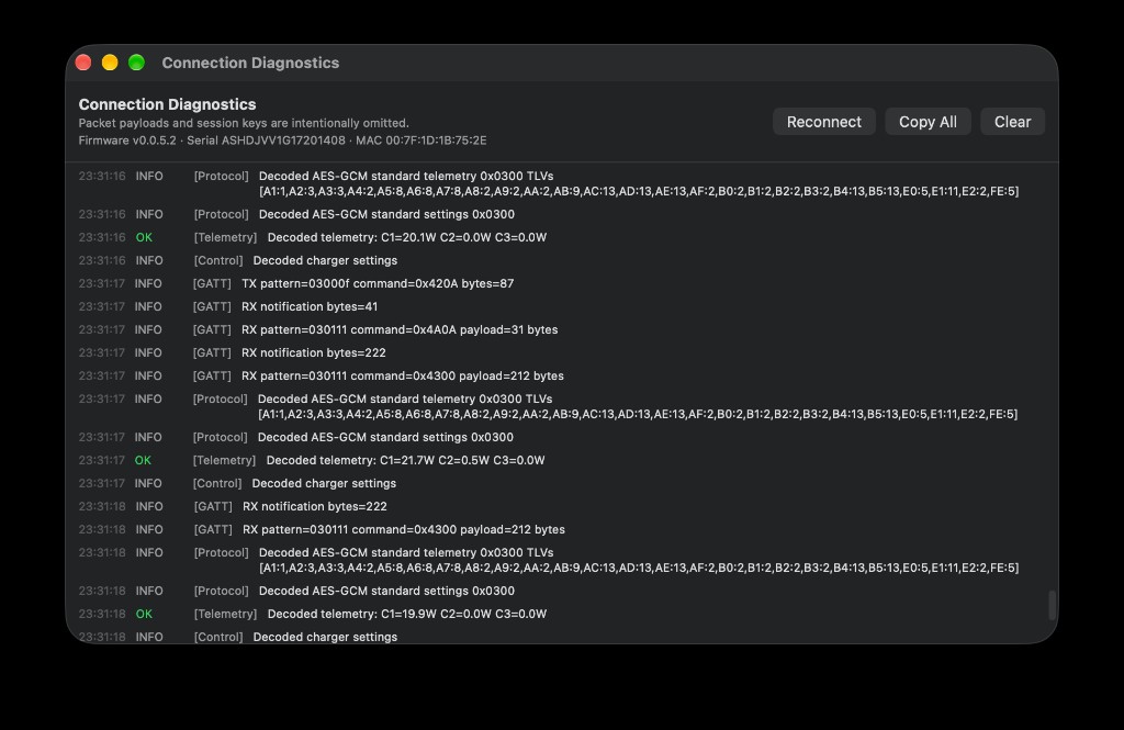 Connection diagnostics window