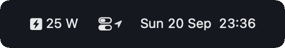 Menu bar status item showing live watts