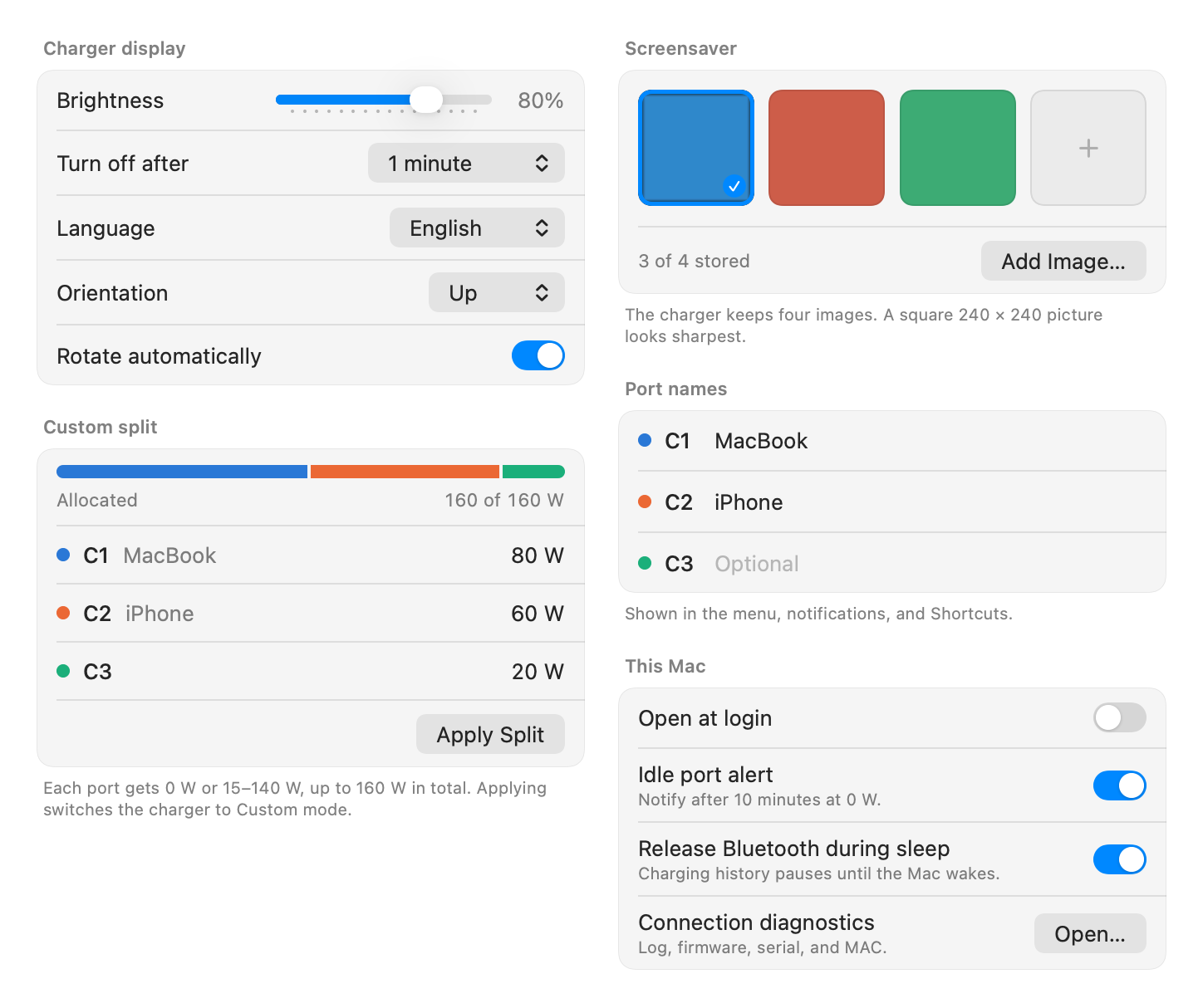 Settings window
